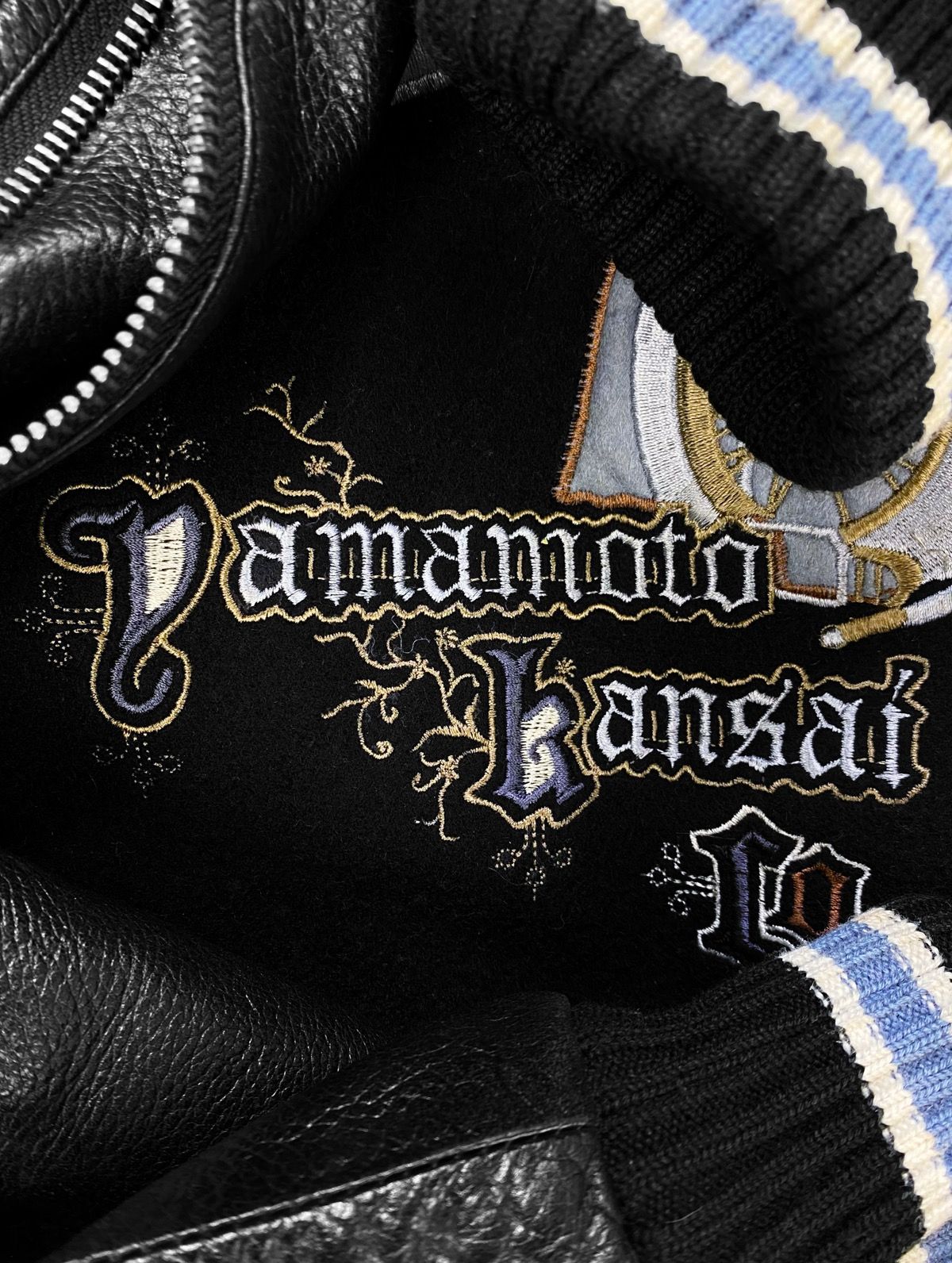 Kansai Yamamoto 90s Kansai Yamamoto SS100 Leather Embroidered Varsity Jacket Size US L / EU 52-54 / 3 - 3 Thumbnail