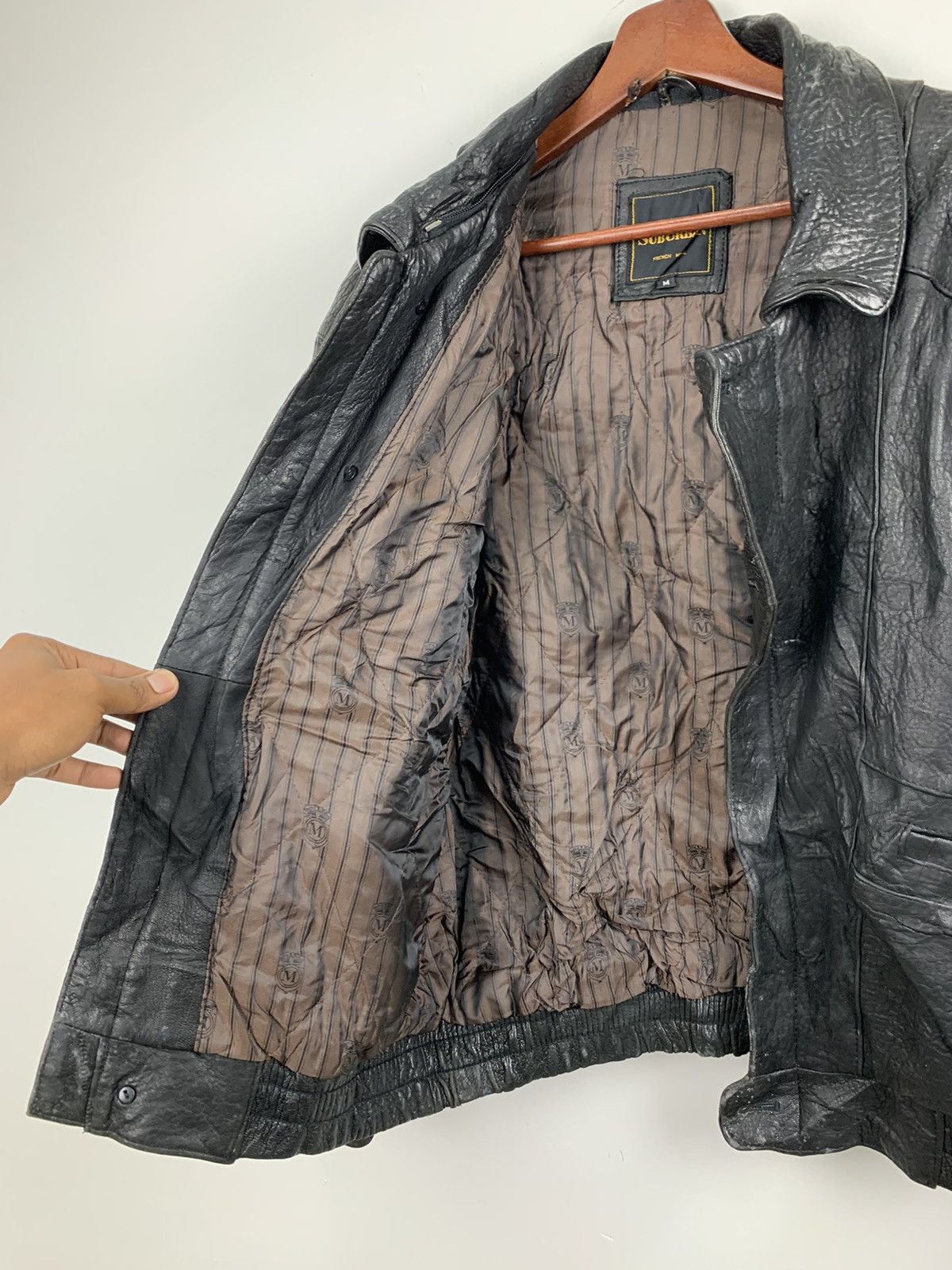 Other SUBURBAN Zipper Button Multipocket Bike Ride Leather Jacket Size US M / EU 48-50 / 2 - 15 Thumbnail