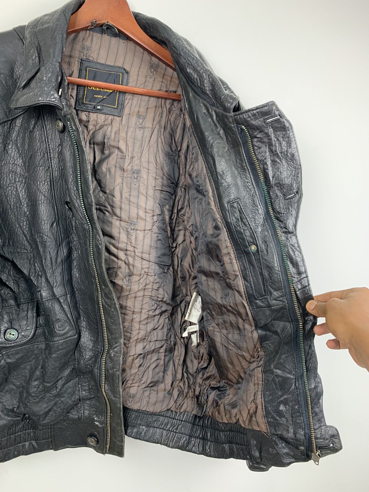Other SUBURBAN Zipper Button Multipocket Bike Ride Leather Jacket Size US M / EU 48-50 / 2 - 14 Thumbnail