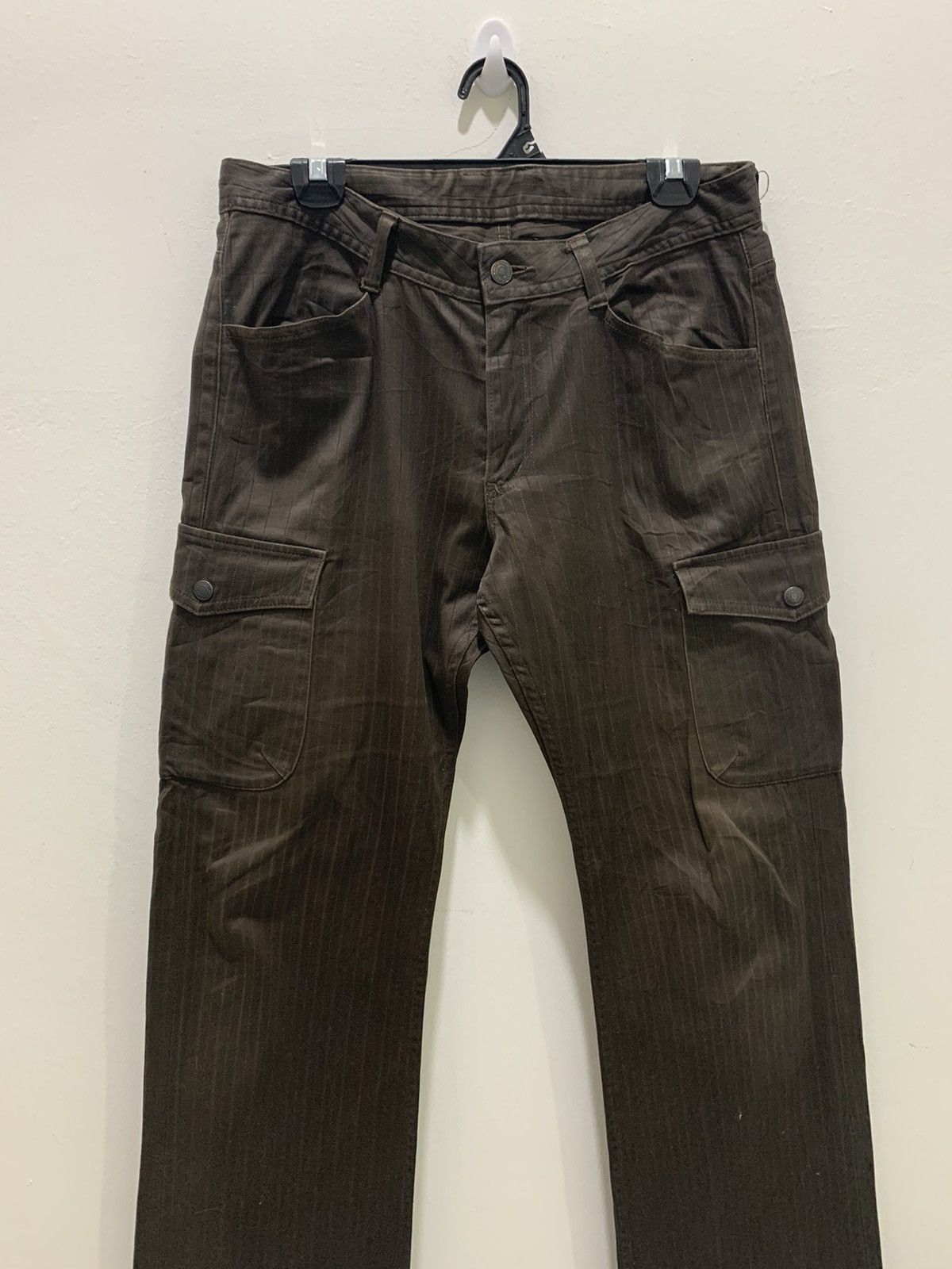 BIGI × Japanese Brand × OVER THE STRiPES MENS BIGI Hickory Stripe Multipocket Tactical Cargo Pant Size US 32 / EU 48 - 4 Thumbnail
