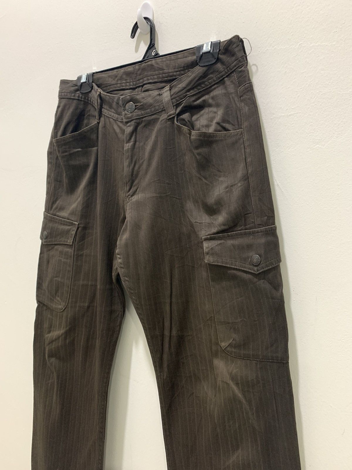 BIGI × Japanese Brand × OVER THE STRiPES MENS BIGI Hickory Stripe Multipocket Tactical Cargo Pant Size US 32 / EU 48 - 7 Thumbnail