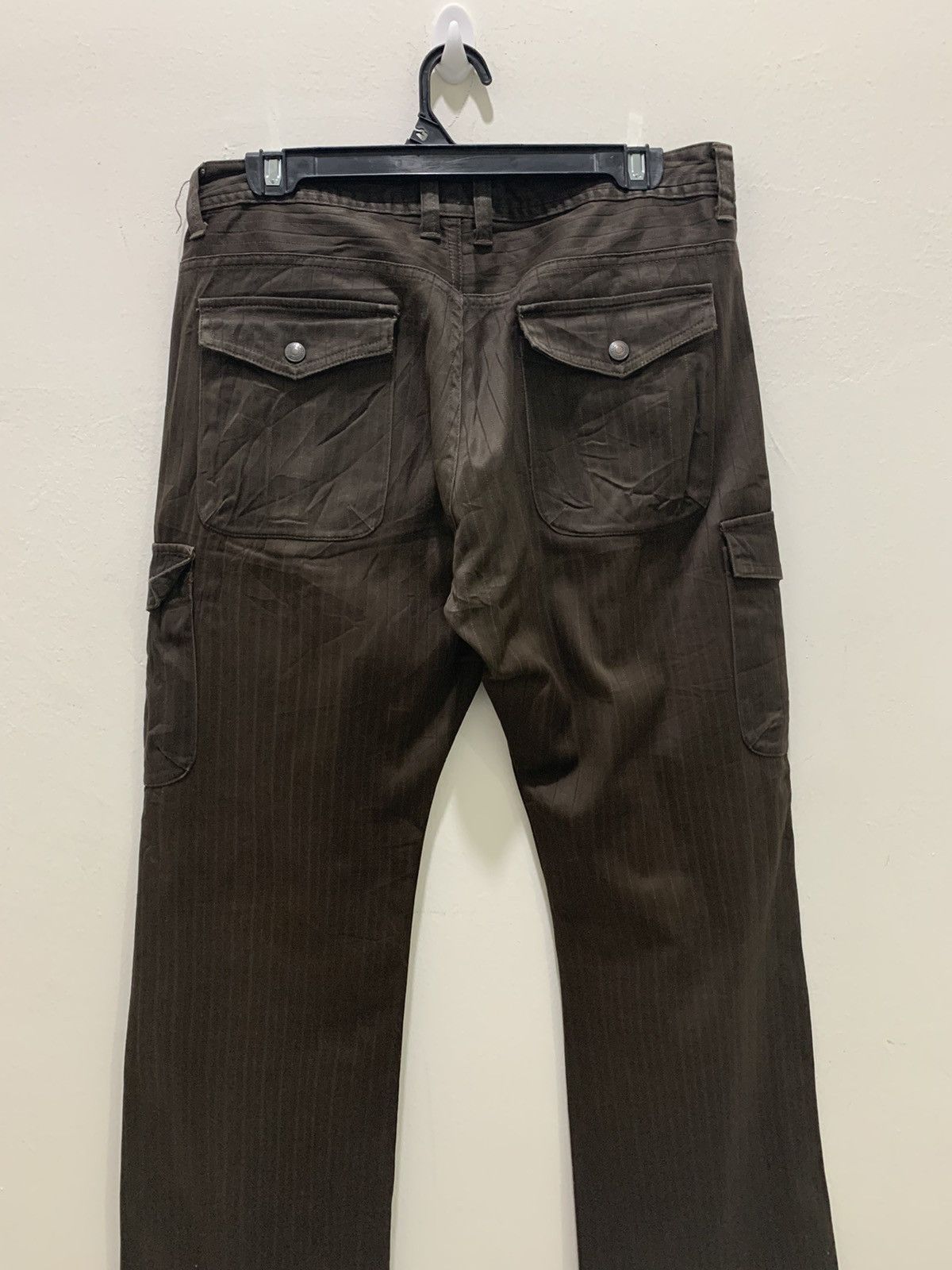BIGI × Japanese Brand × OVER THE STRiPES MENS BIGI Hickory Stripe Multipocket Tactical Cargo Pant Size US 32 / EU 48 - 8 Thumbnail