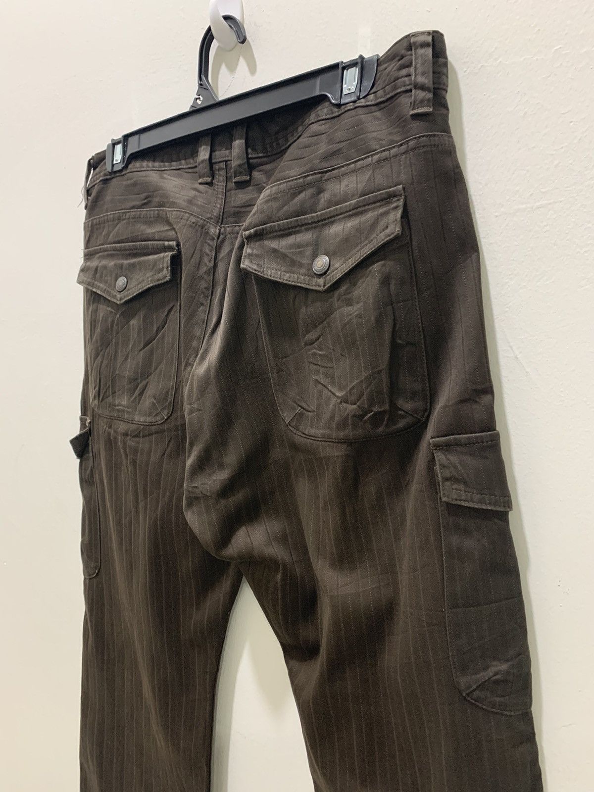 BIGI × Japanese Brand × OVER THE STRiPES MENS BIGI Hickory Stripe Multipocket Tactical Cargo Pant Size US 32 / EU 48 - 11 Thumbnail
