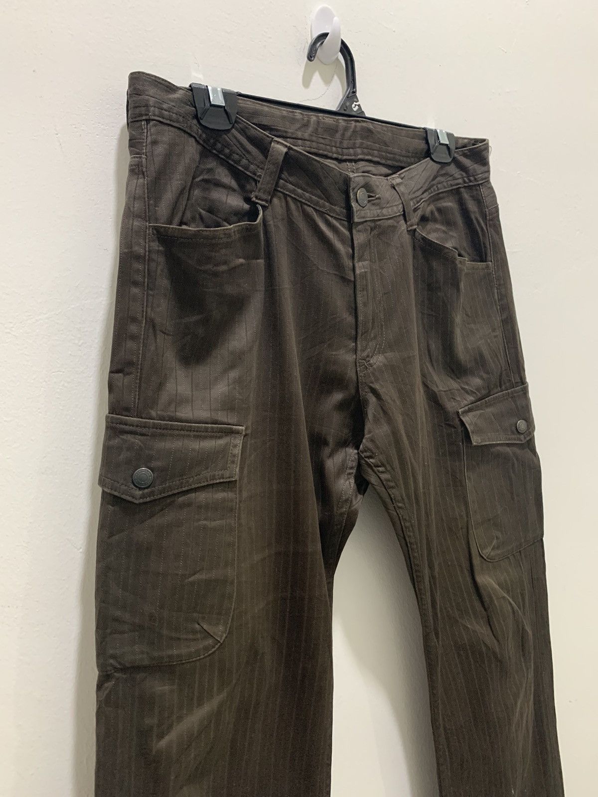 BIGI × Japanese Brand × OVER THE STRiPES MENS BIGI Hickory Stripe Multipocket Tactical Cargo Pant Size US 32 / EU 48 - 6 Thumbnail