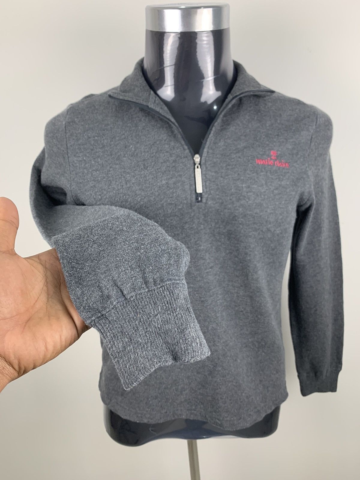Designer × Japanese Brand RUE DE MARIE CLAIRE Grey Half Zipp Collar Fleece Sweatshirt Size S / US 4 / IT 40 - 6 Thumbnail