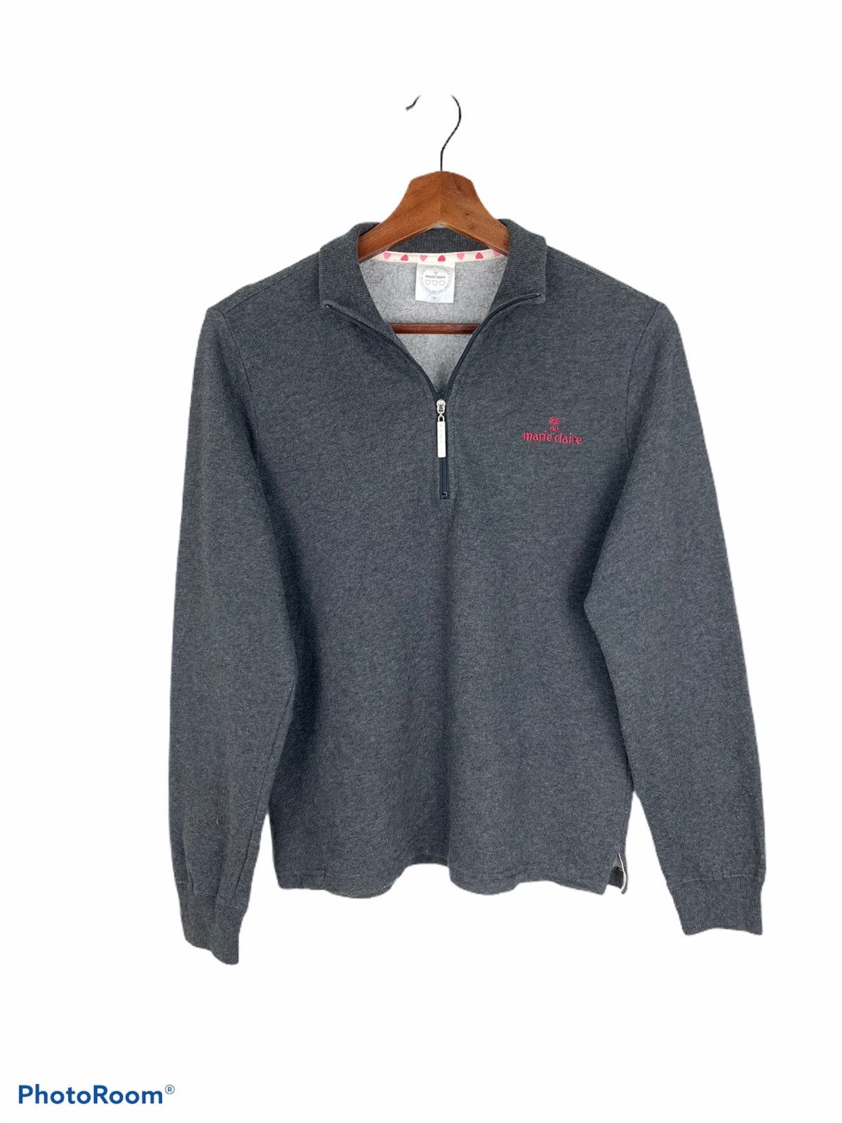 Designer × Japanese Brand RUE DE MARIE CLAIRE Grey Half Zipp Collar Fleece Sweatshirt Size S / US 4 / IT 40 - 3 Thumbnail