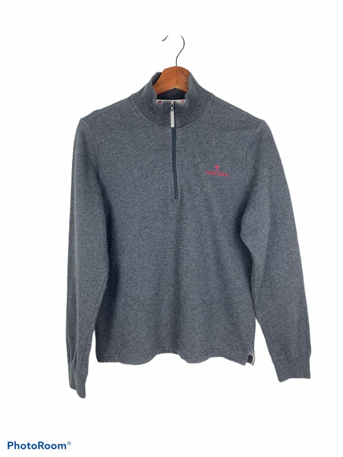 Designer × Japanese Brand RUE DE MARIE CLAIRE Grey Half Zipp Collar Fleece Sweatshirt Size S / US 4 / IT 40 - 2 Thumbnail