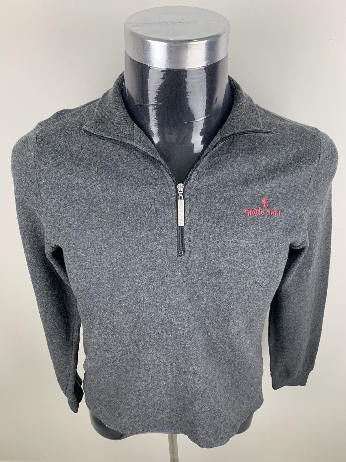 Designer × Japanese Brand RUE DE MARIE CLAIRE Grey Half Zipp Collar Fleece Sweatshirt Size S / US 4 / IT 40 - 5 Thumbnail