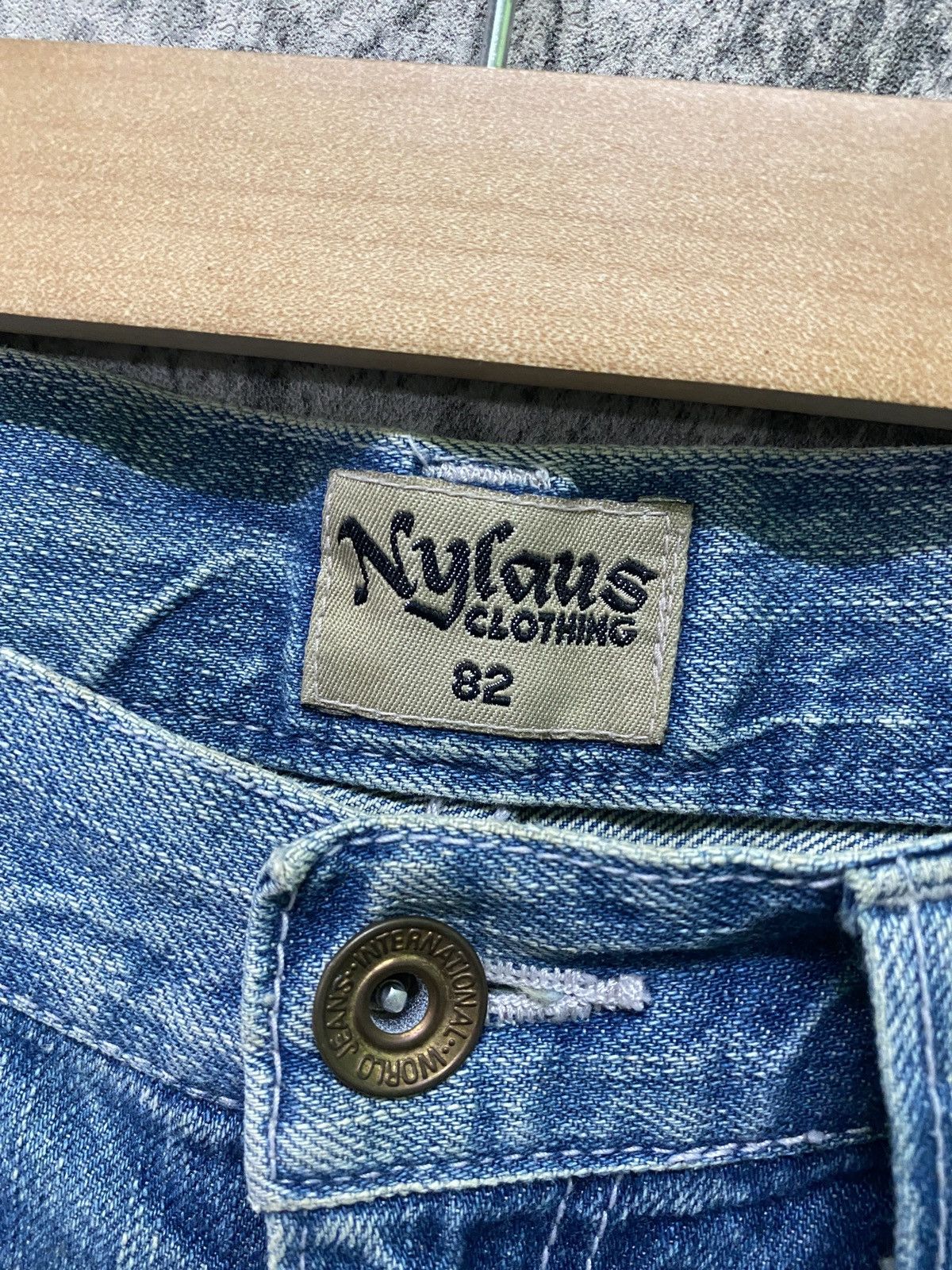 Japanese Brand Flared NYLAUS CLOTHING Acid Wash Glitter Splash Jeans Size US 31 - 11 Thumbnail