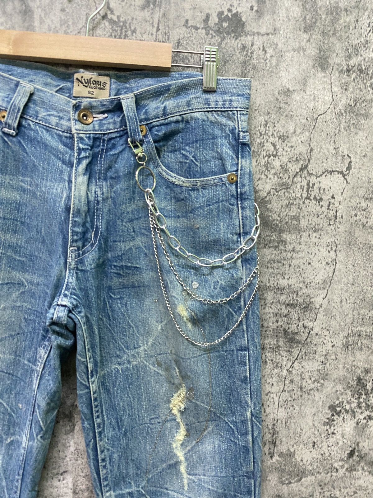 Japanese Brand Flared NYLAUS CLOTHING Acid Wash Glitter Splash Jeans Size US 31 - 5 Thumbnail