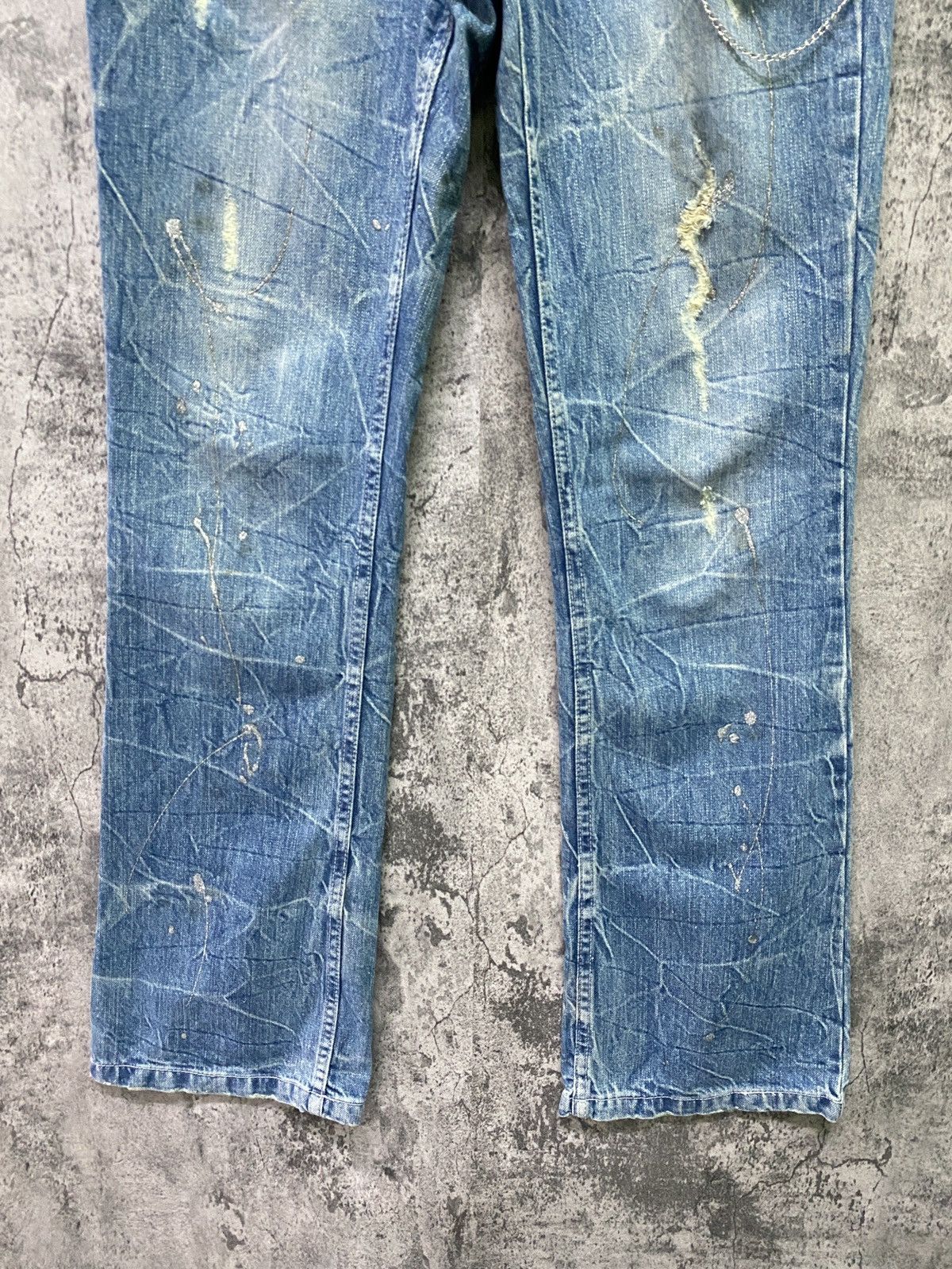 Japanese Brand Flared NYLAUS CLOTHING Acid Wash Glitter Splash Jeans Size US 31 - 10 Thumbnail