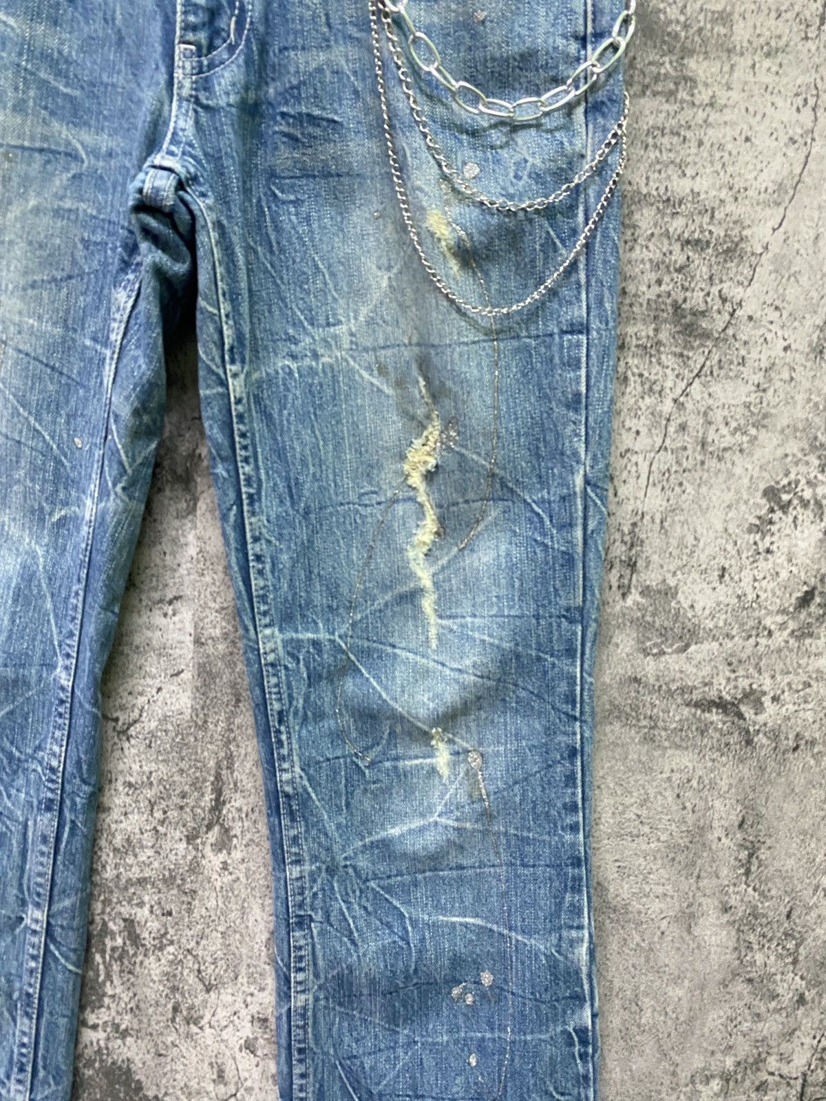 Japanese Brand Flared NYLAUS CLOTHING Acid Wash Glitter Splash Jeans Size US 31 - 6 Thumbnail