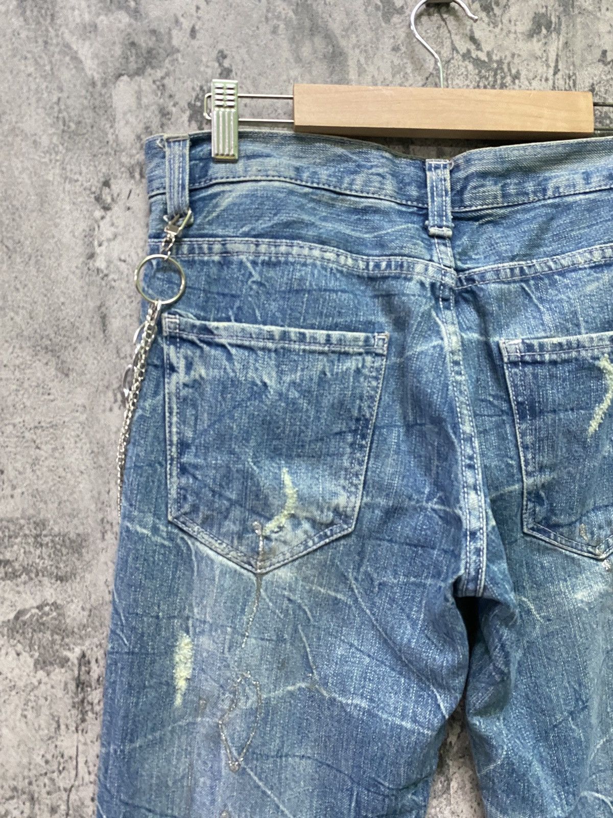 Japanese Brand Flared NYLAUS CLOTHING Acid Wash Glitter Splash Jeans Size US 31 - 13 Thumbnail
