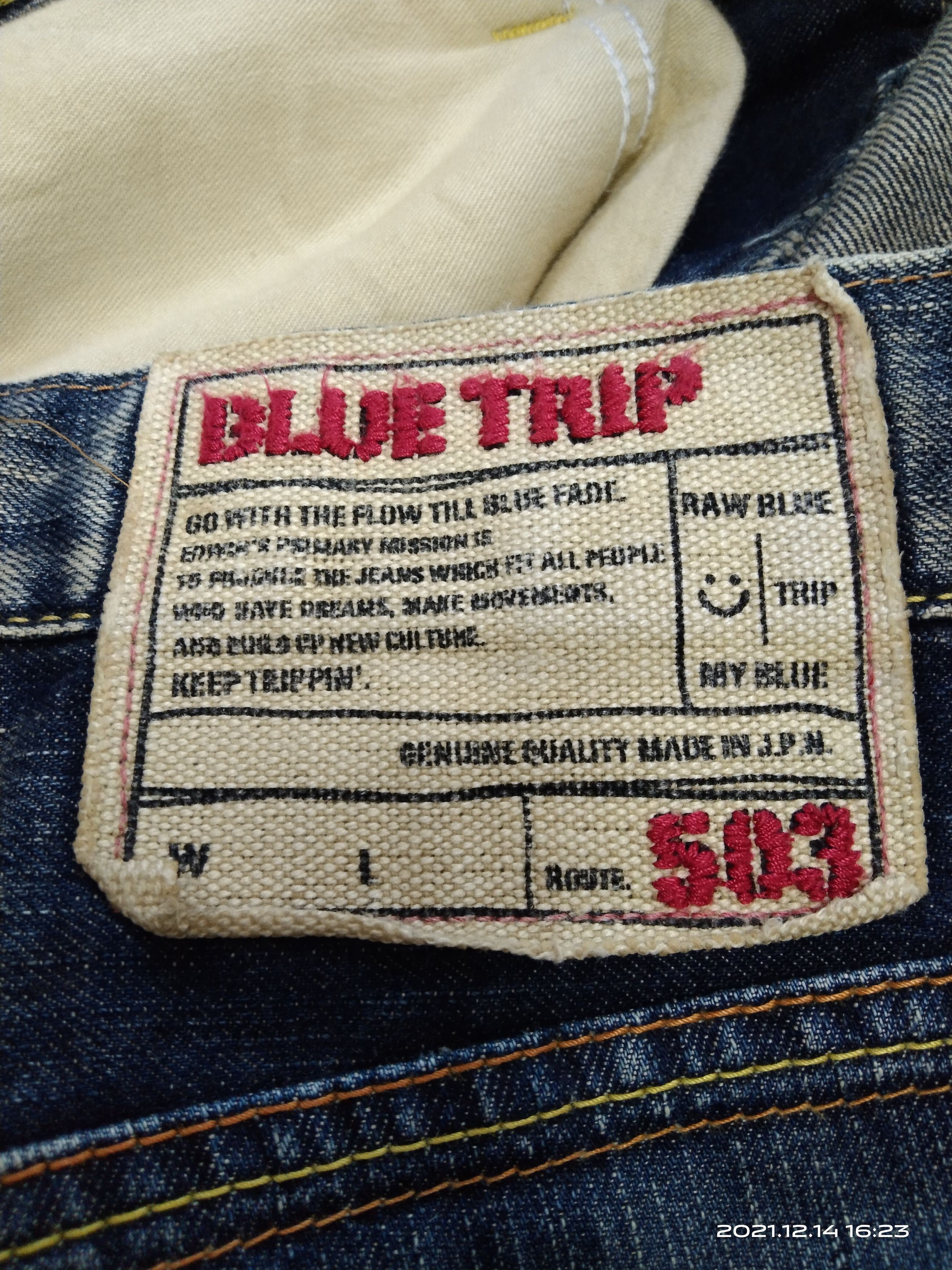 Edwin DiSTRESSED MADE IN JAPAN EDWIN BLUE TRIP DENIM PANTS Size US 33 - 7 Thumbnail