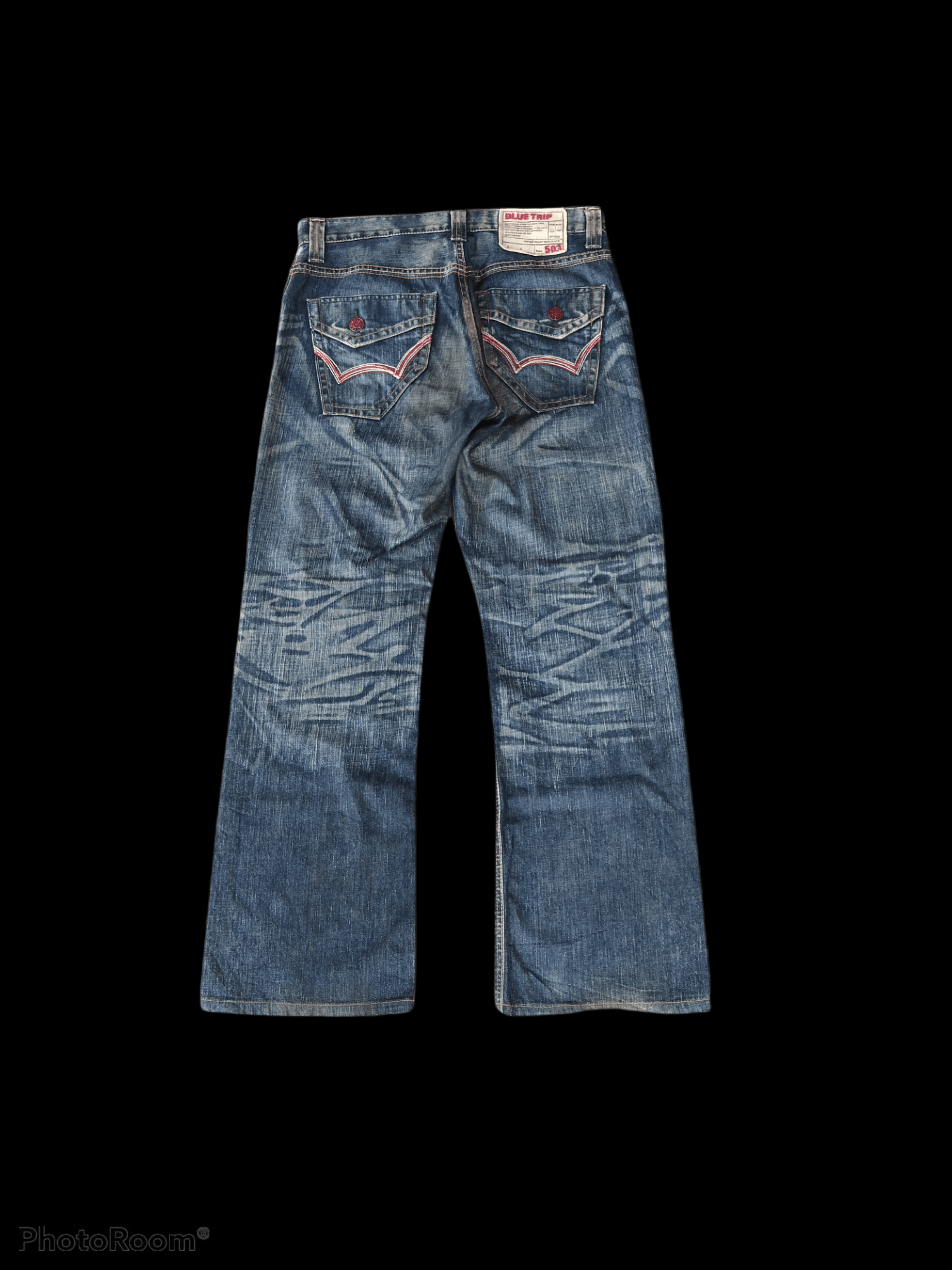 Edwin DiSTRESSED MADE IN JAPAN EDWIN BLUE TRIP DENIM PANTS Size US 33 - 2 Thumbnail