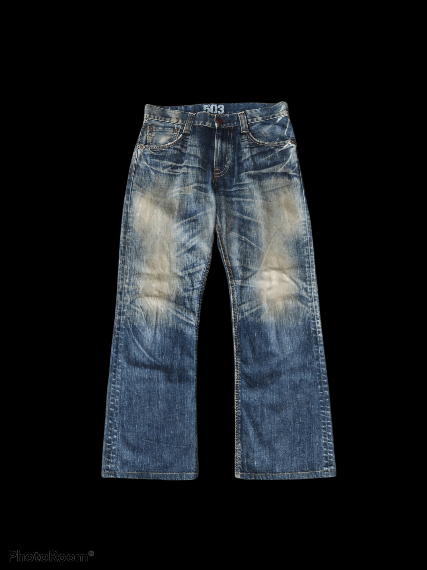 image of Distressed Denim x Edwin Distressed Made In Japan Edwin Blue Trip Denim Pants in Blue Distressed (S