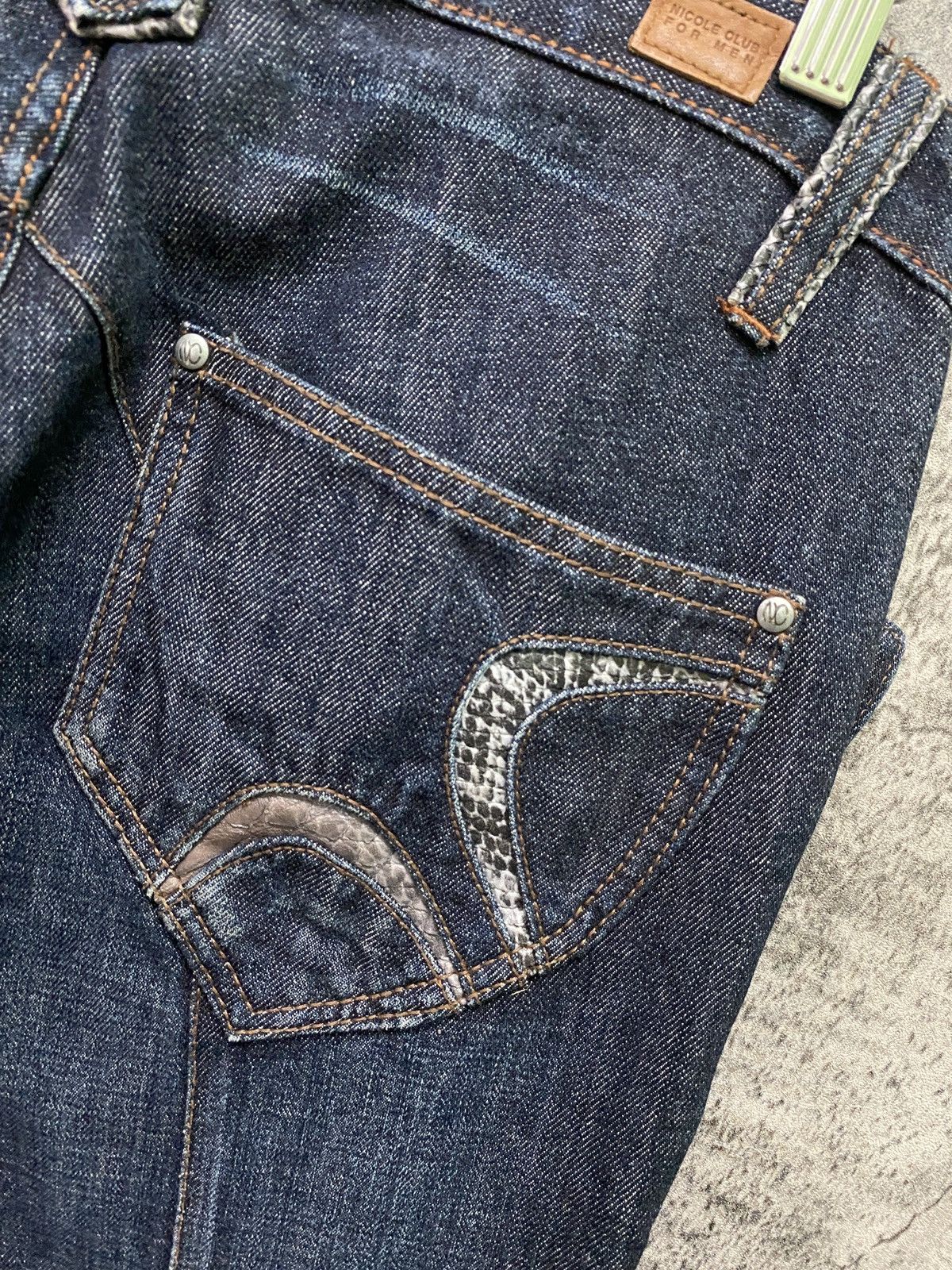 If Six Was Nine × Japanese Brand × Nicole Club Flare Nicole Club For Men Reconstructed Low Rise Snake Denim Size US 30 / EU 46 - 16 Thumbnail