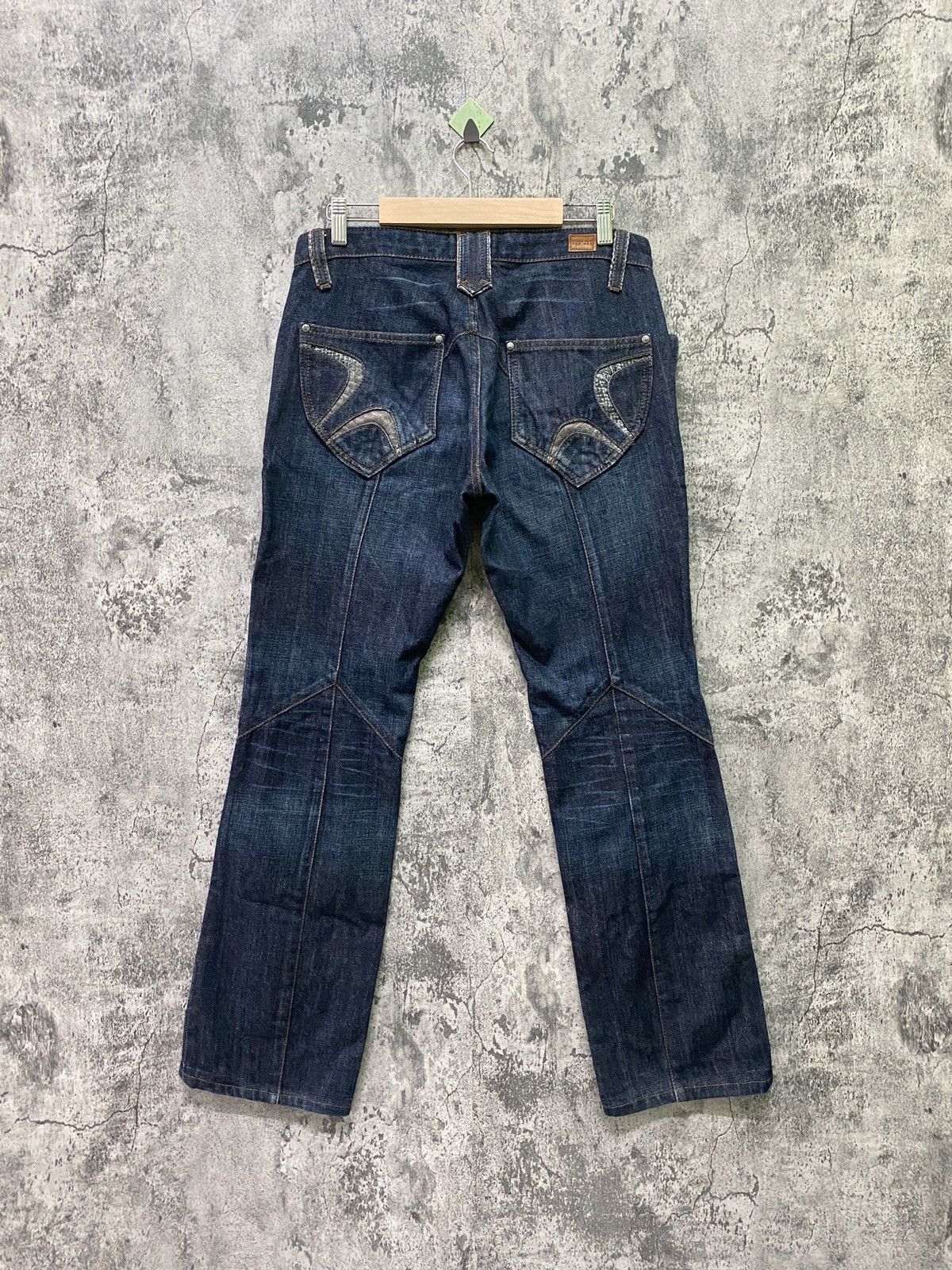 image of Deal Design Japan Nicole Club For Men Reconstructed Low Rise Flare Snake Denim in Dark Blue (Size 3