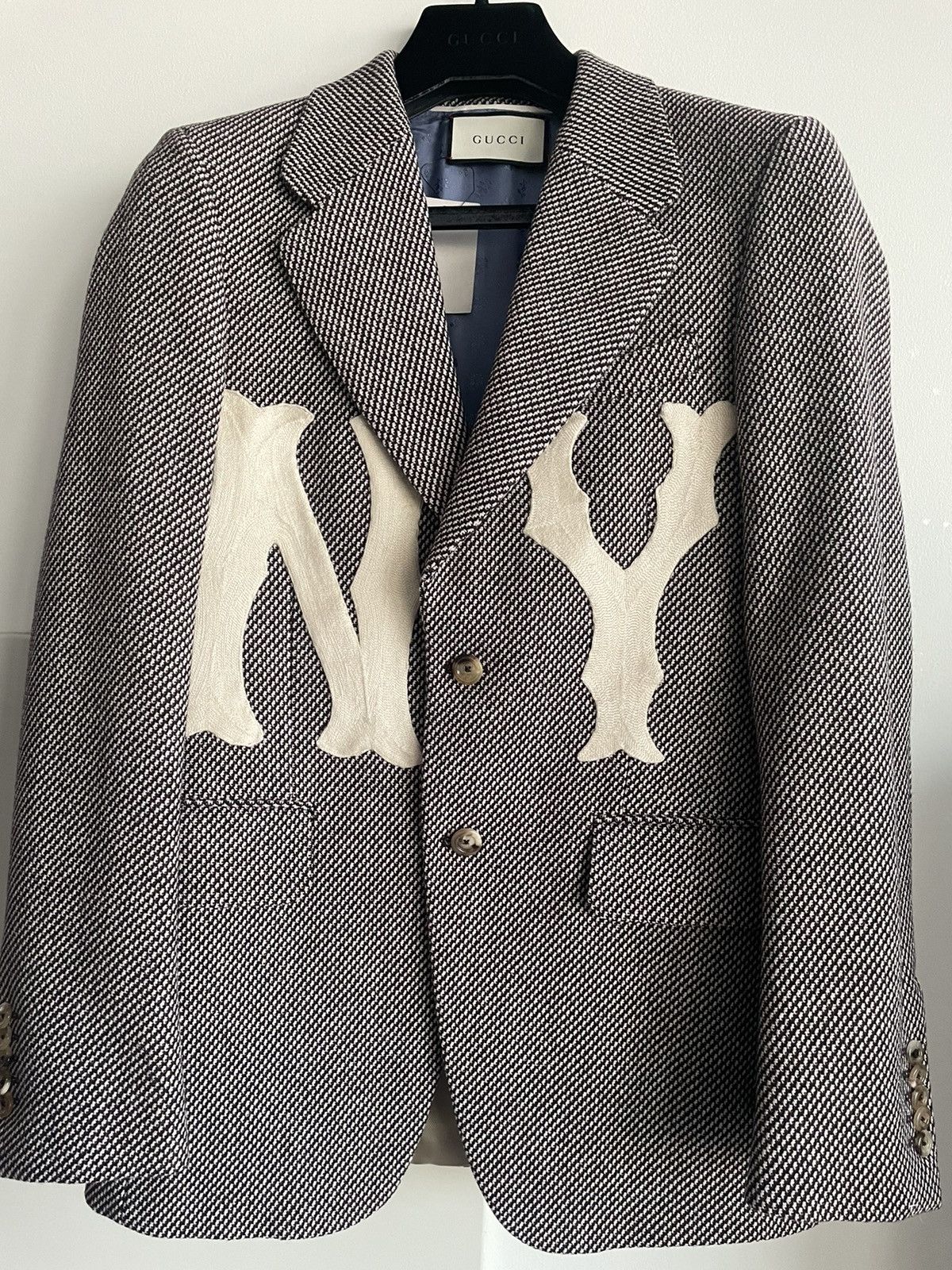 Gucci × New York Yankees $4K NEW Rare Super Runway NY Yankees Limited Edition Blazsr Size 46R - 3 Thumbnail