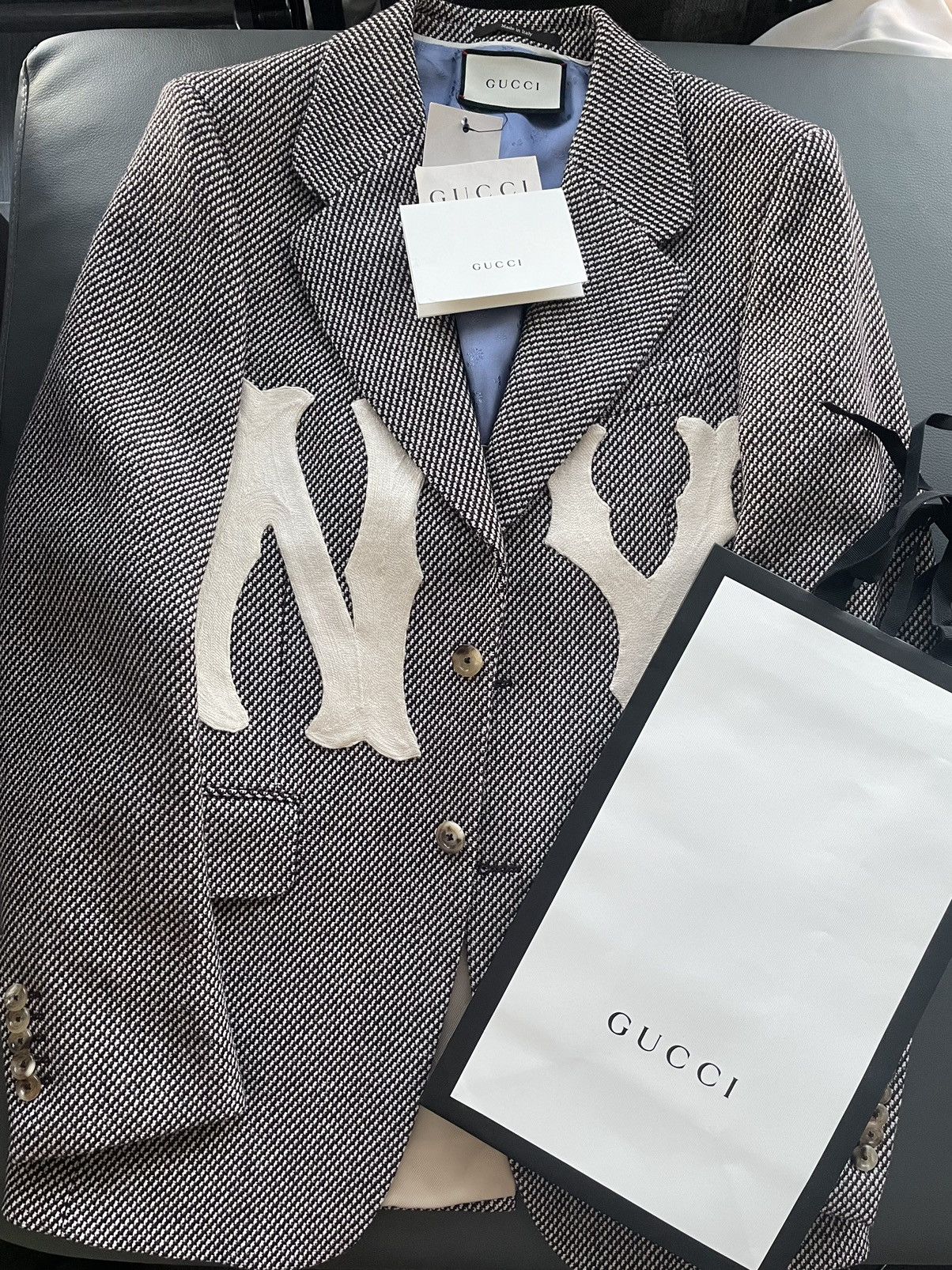 Gucci × New York Yankees $4K NEW Rare Super Runway NY Yankees Limited Edition Blazsr Size 46R - 16 Thumbnail