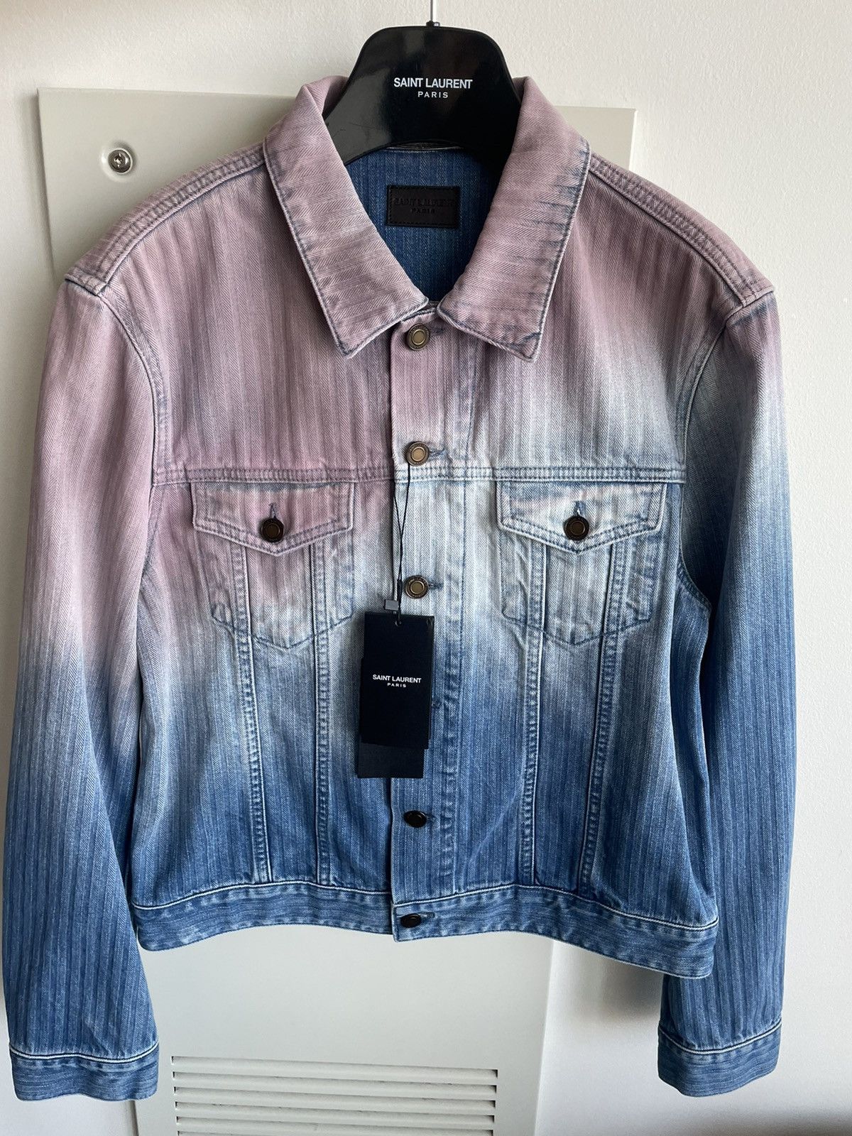 Hedi Slimane × Saint Laurent Paris × Yves Saint Laurent $2k Rare Super Runway Limited Edition Skinny Denim Jacket Size XL / US 12-14 / IT 48-50 - 19 Thumbnail