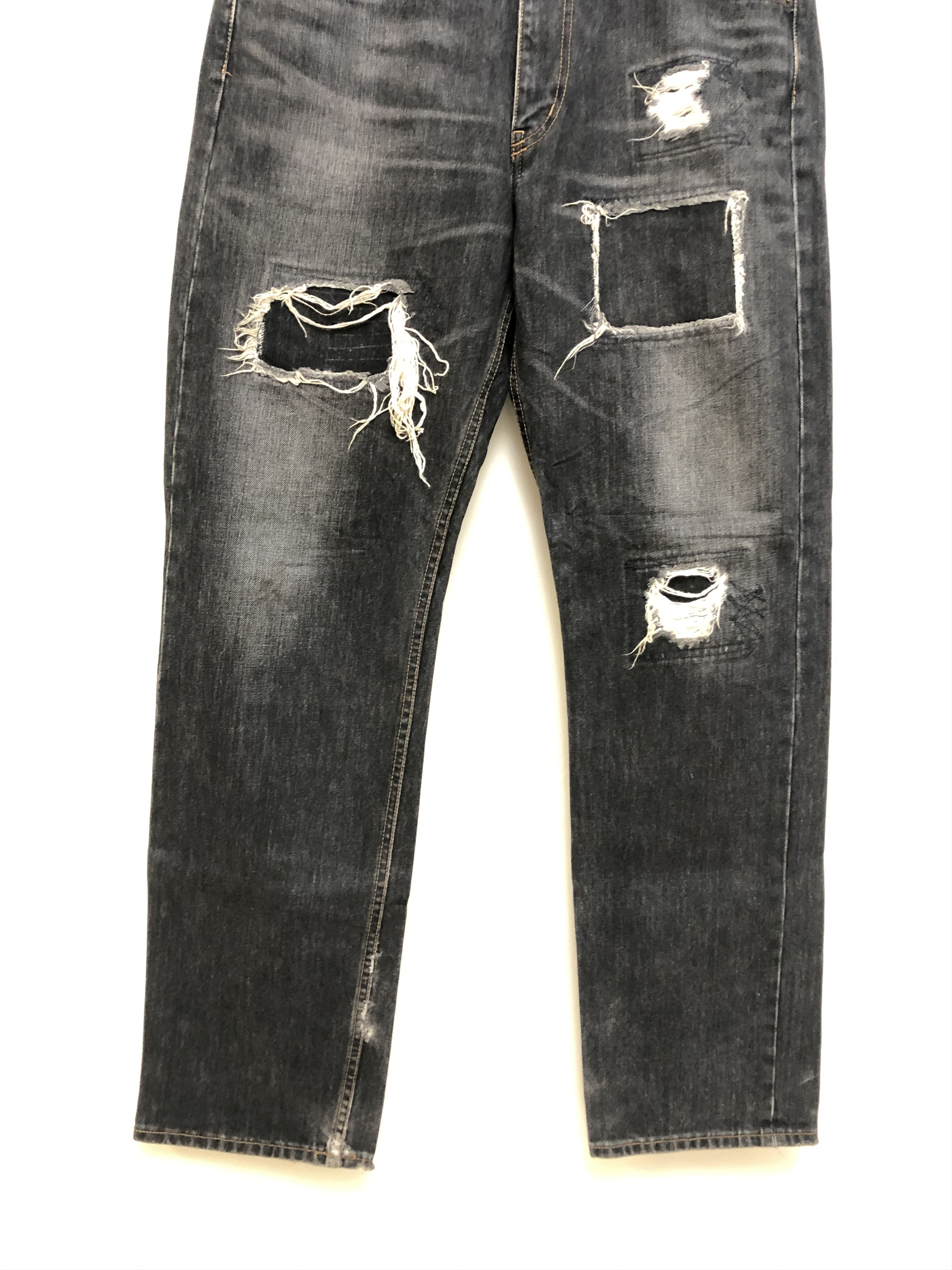 Beams Plus × Japanese Brand Beams Made In Japan Distressed Denim Jeans Black Size US 34 / EU 50 - 2 Thumbnail