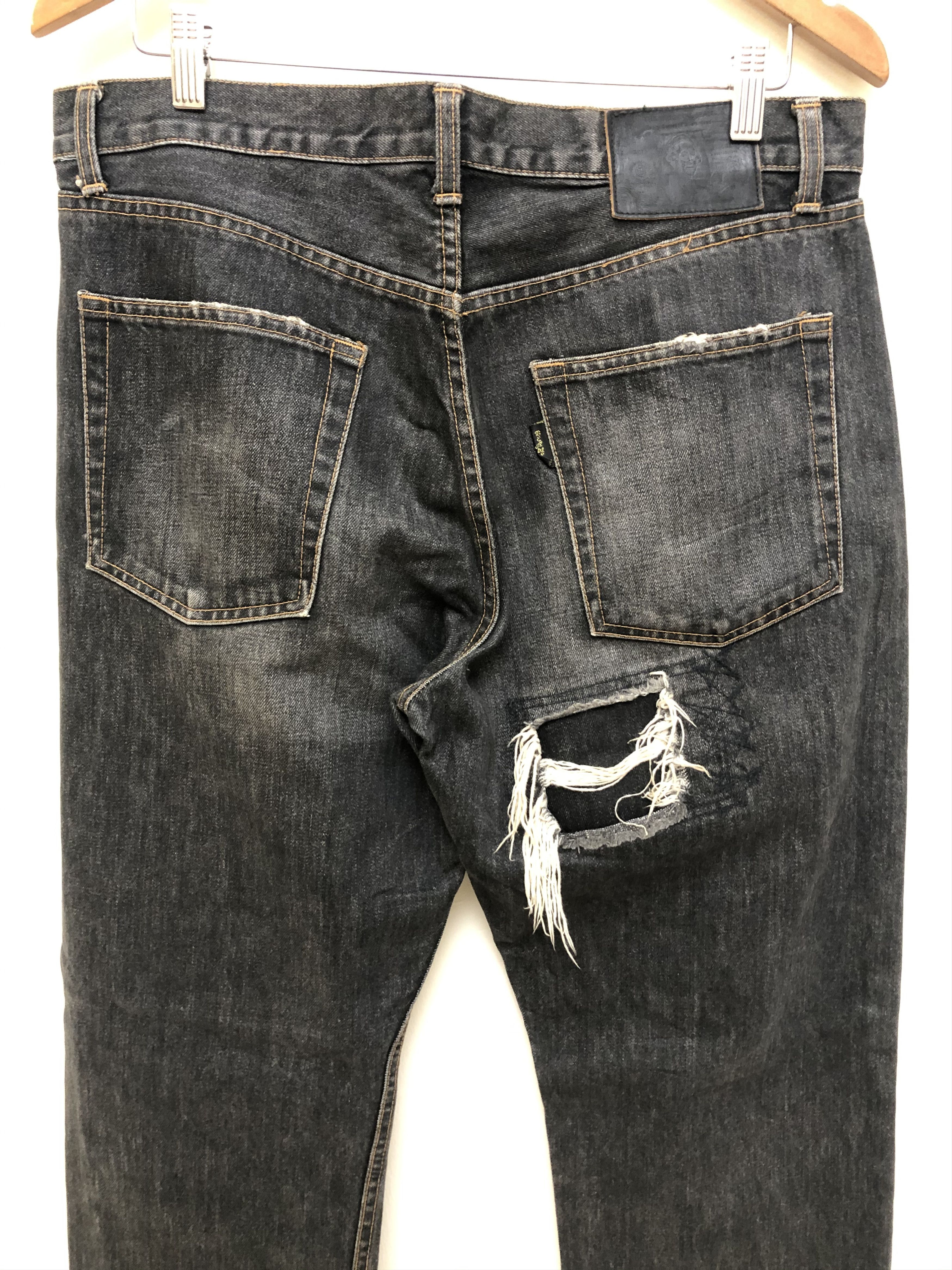 Beams Plus × Japanese Brand Beams Made In Japan Distressed Denim Jeans Black Size US 34 / EU 50 - 7 Thumbnail