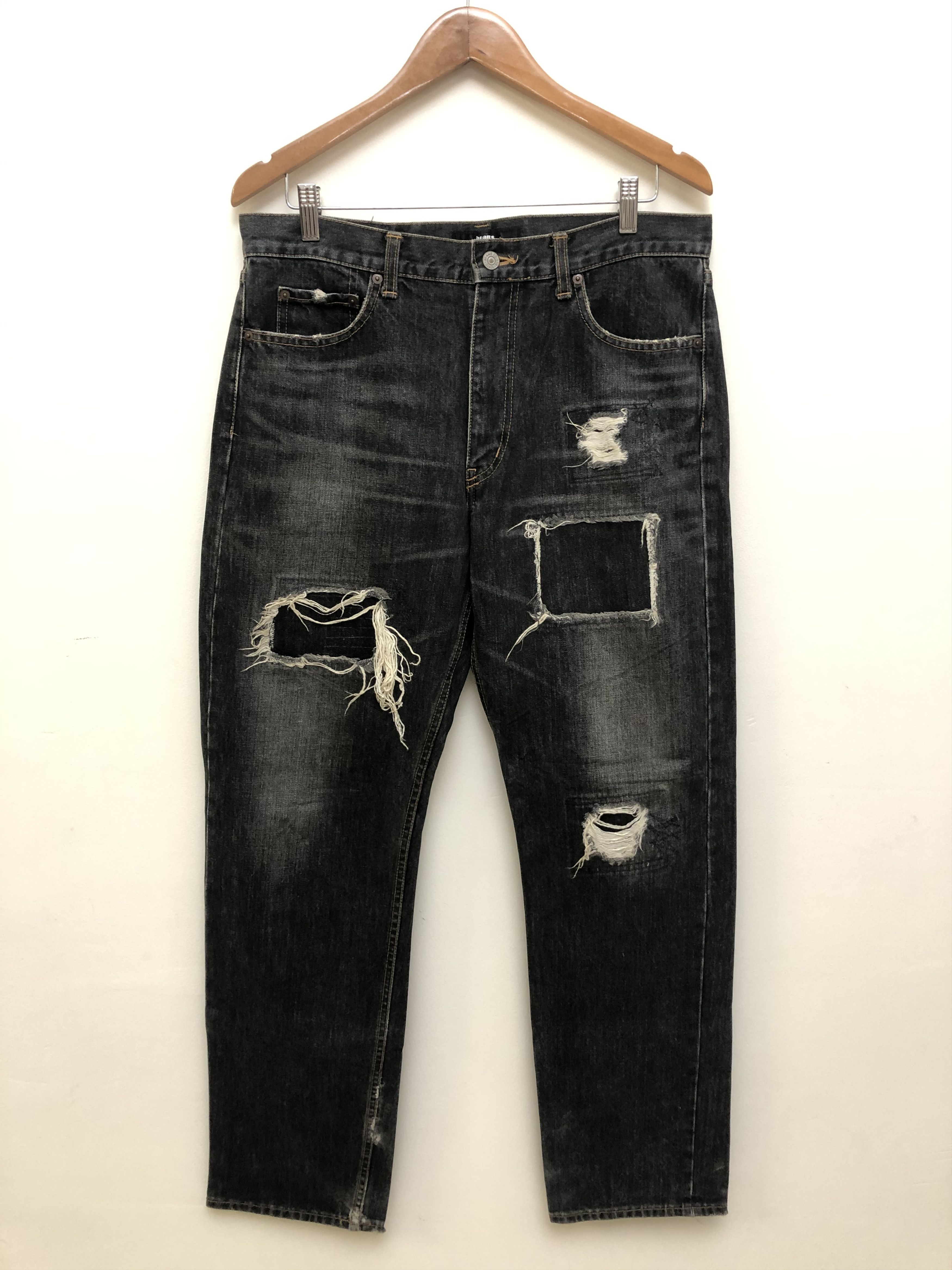 Beams Plus × Japanese Brand Beams Made In Japan Distressed Denim Jeans Black Size US 34 / EU 50 - 1 Thumbnail