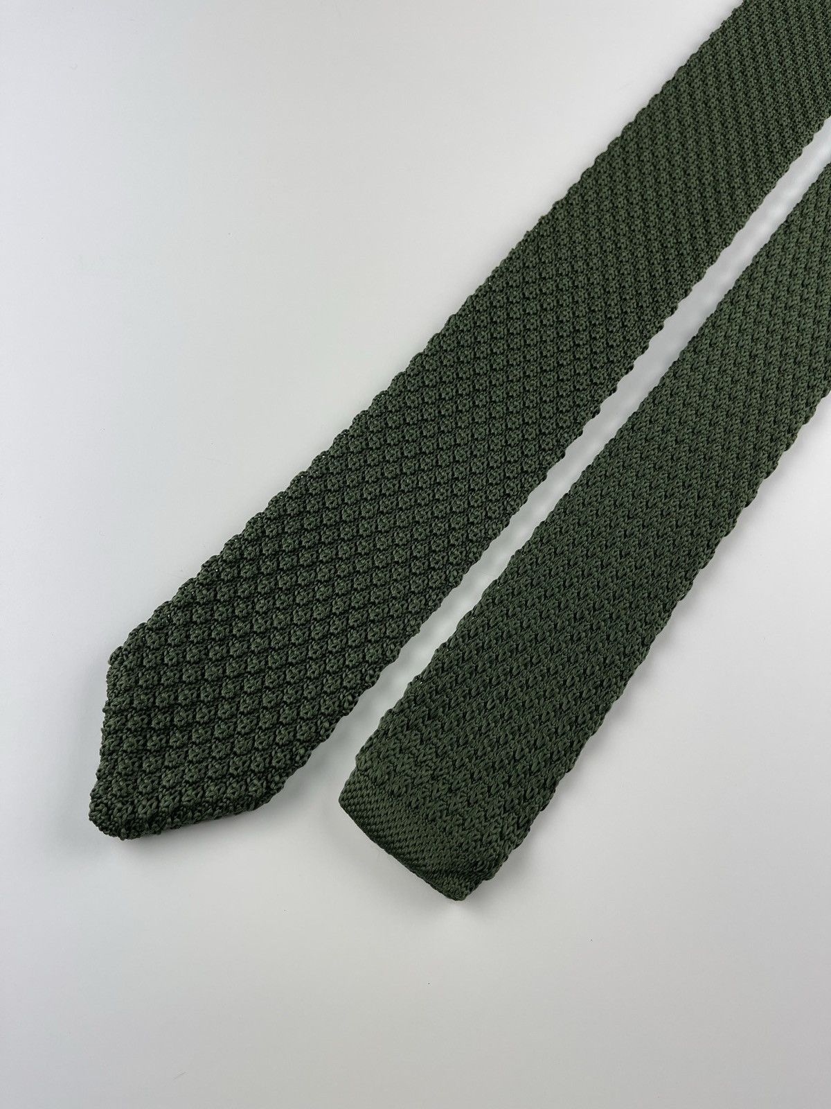 Other Men’s Forest Green Knit Necktie & White Floral Pocket Square Size ONE SIZE - 5 Thumbnail