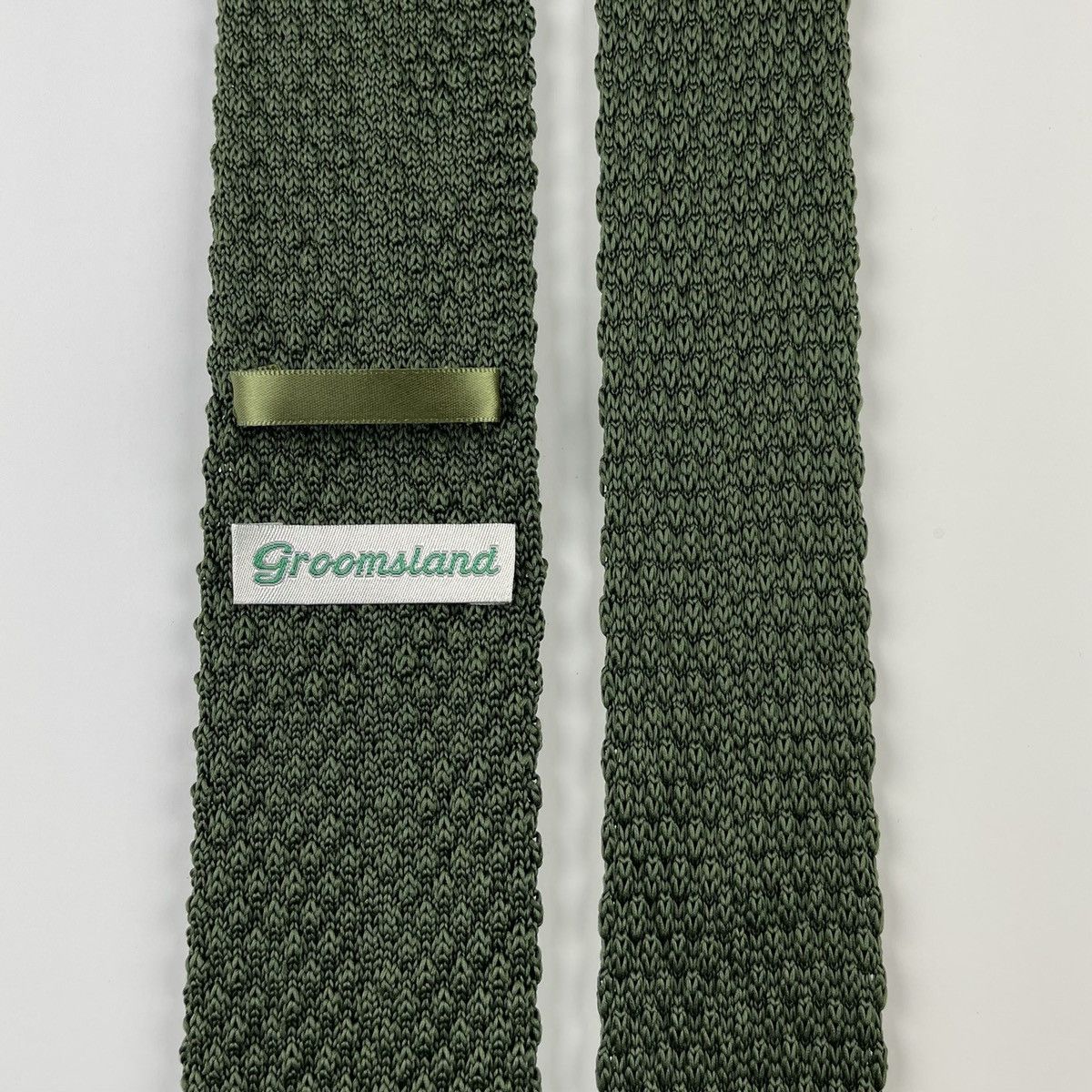 Other Men’s Forest Green Knit Necktie & White Floral Pocket Square Size ONE SIZE - 6 Thumbnail