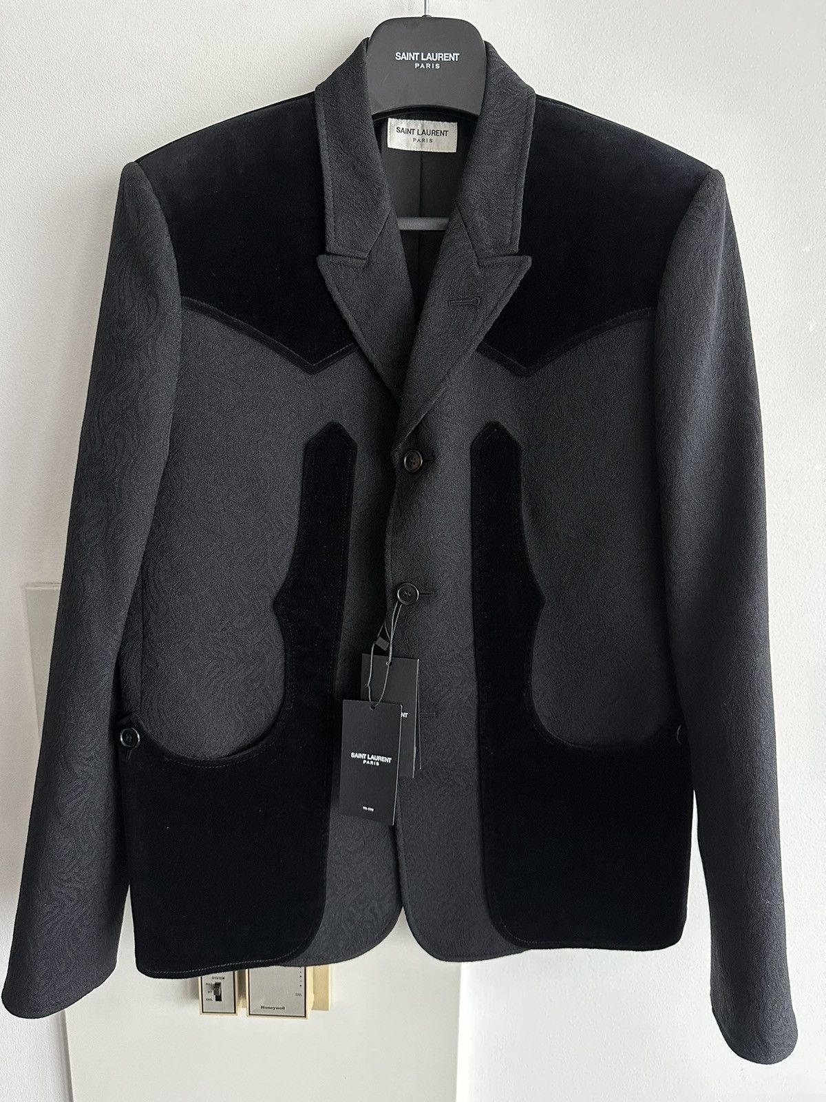 Saint Laurent Paris × Yves Saint Laurent $3,600 SuperRunway Velvet Embroidery Virgin Wool Blazer New Size 50R - 1 Thumbnail