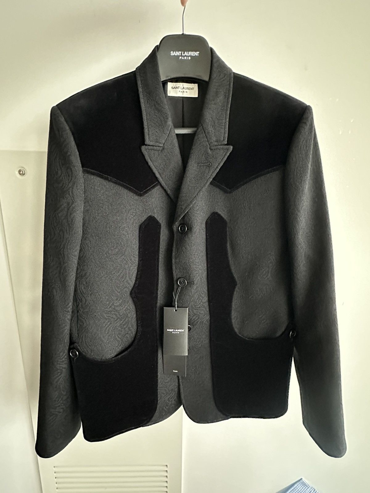 Saint Laurent Paris × Yves Saint Laurent $3,600 SuperRunway Velvet Embroidery Virgin Wool Blazer New Size 50R - 21 Thumbnail