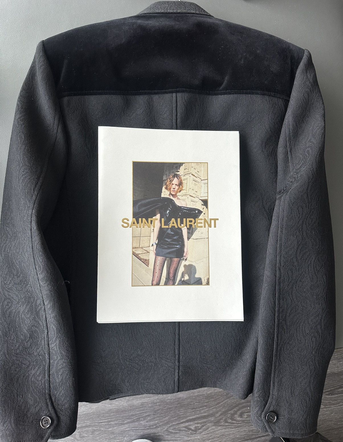 Saint Laurent Paris × Yves Saint Laurent $3,600 SuperRunway Velvet Embroidery Virgin Wool Blazer New Size 50R - 13 Thumbnail