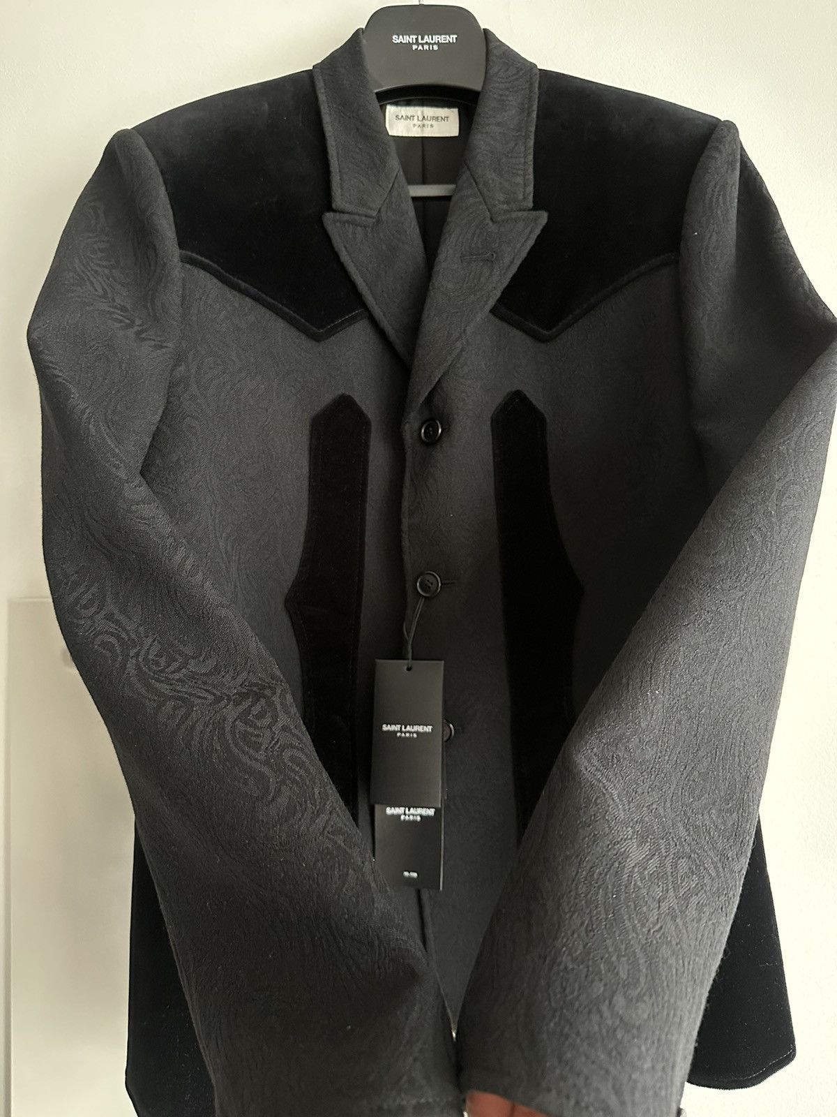 Saint Laurent Paris × Yves Saint Laurent $3,600 SuperRunway Velvet Embroidery Virgin Wool Blazer New Size 50R - 18 Thumbnail