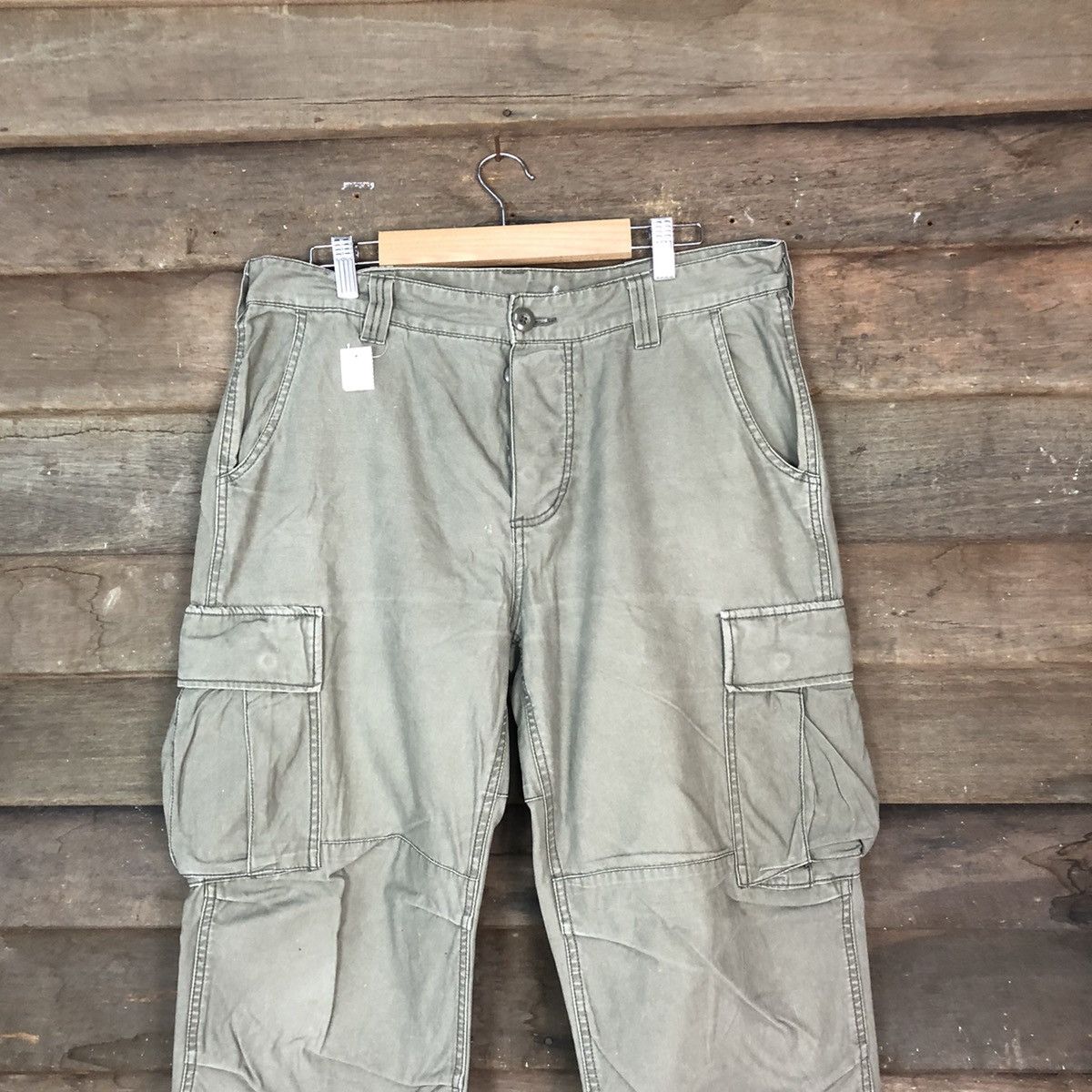 Global Work DLL Global Work Green Olive Cargo Multipocket Pants #1520 Size US 34 / EU 50 - 2 Thumbnail