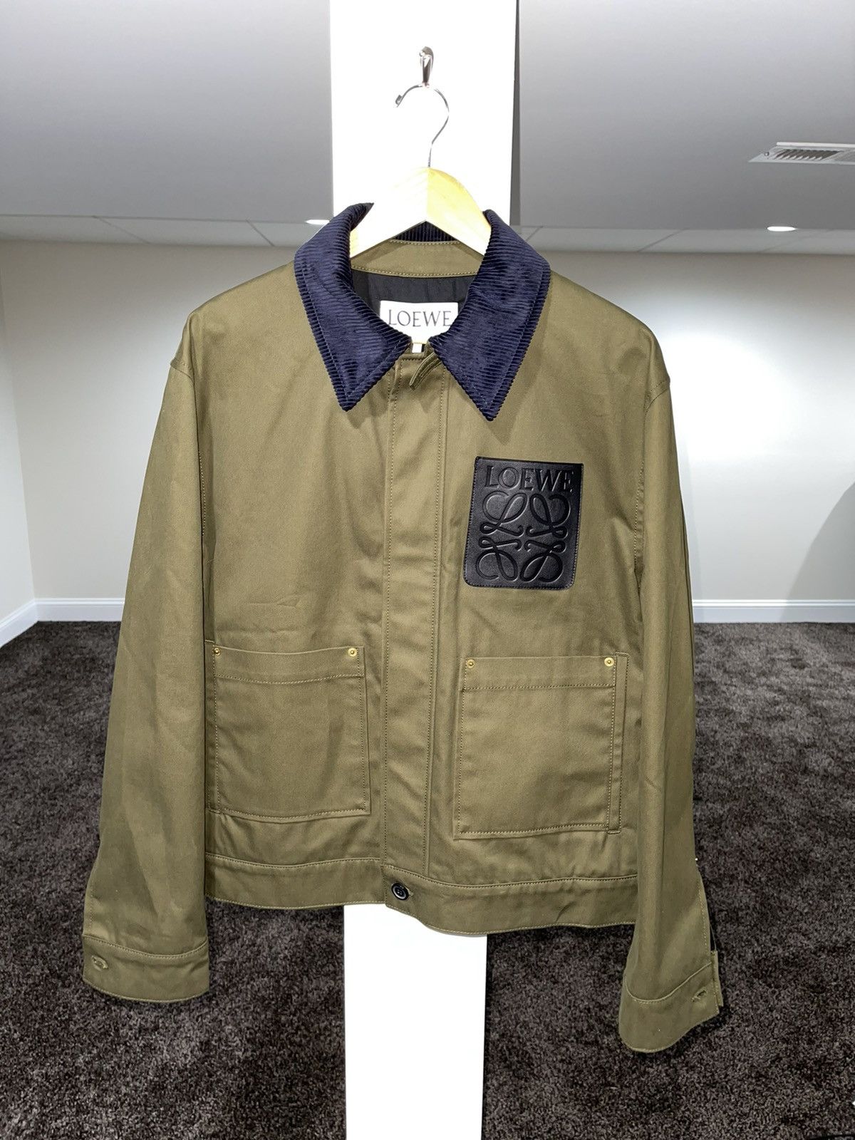 Loewe Loewe Leather Logo Green Worker’s Jacket Button Up *RARE* Size US L / EU 52-54 / 3 - 11 Thumbnail