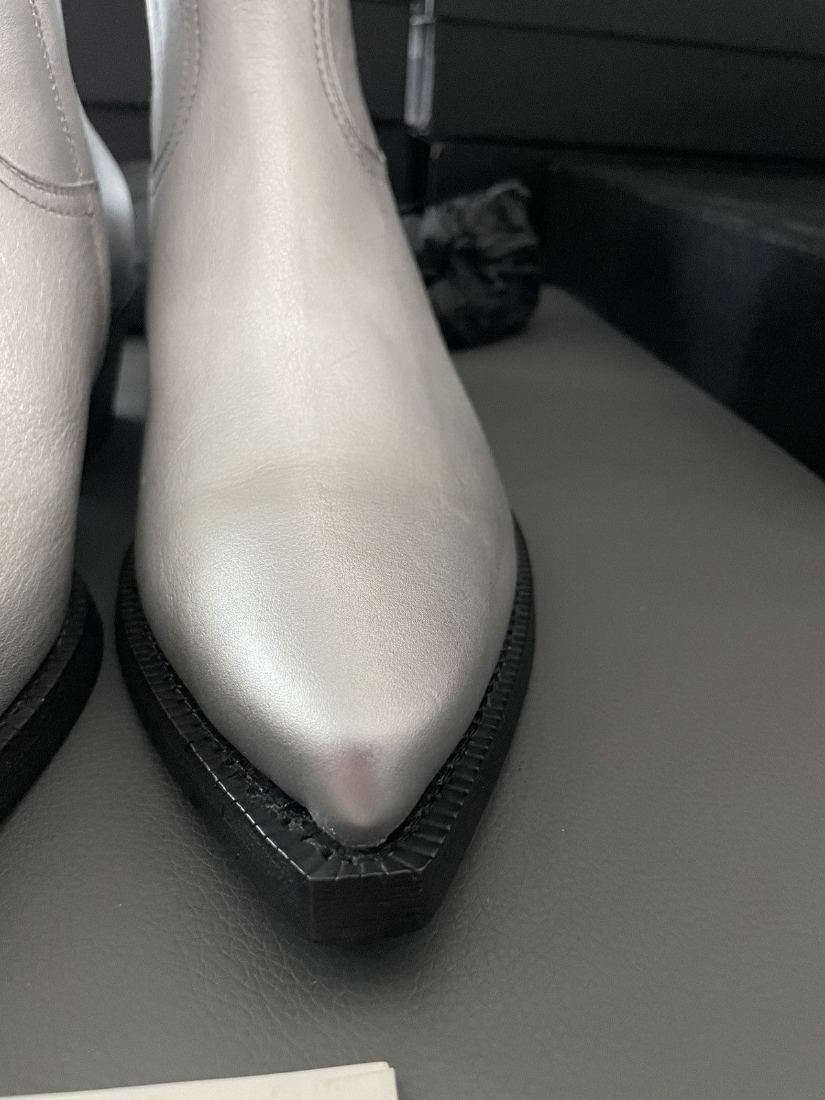 Saint Laurent Paris × Yves Saint Laurent Brand NEW Classic aMetallic Silver Lukas 40 Leather Boots Size US 9.5 / EU 42-43 - 20 Thumbnail