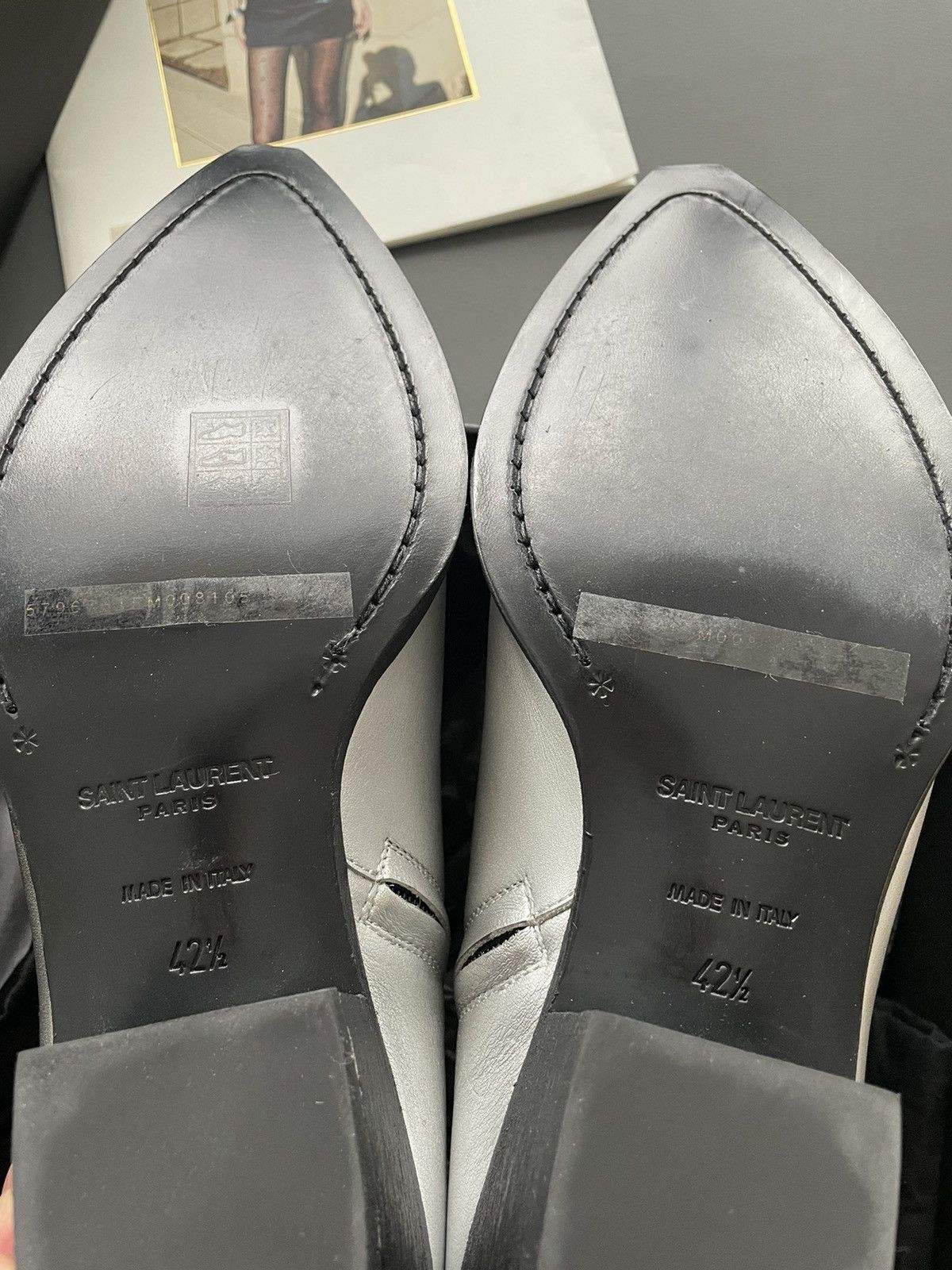 Saint Laurent Paris × Yves Saint Laurent Brand NEW Classic aMetallic Silver Lukas 40 Leather Boots Size US 9.5 / EU 42-43 - 24 Thumbnail