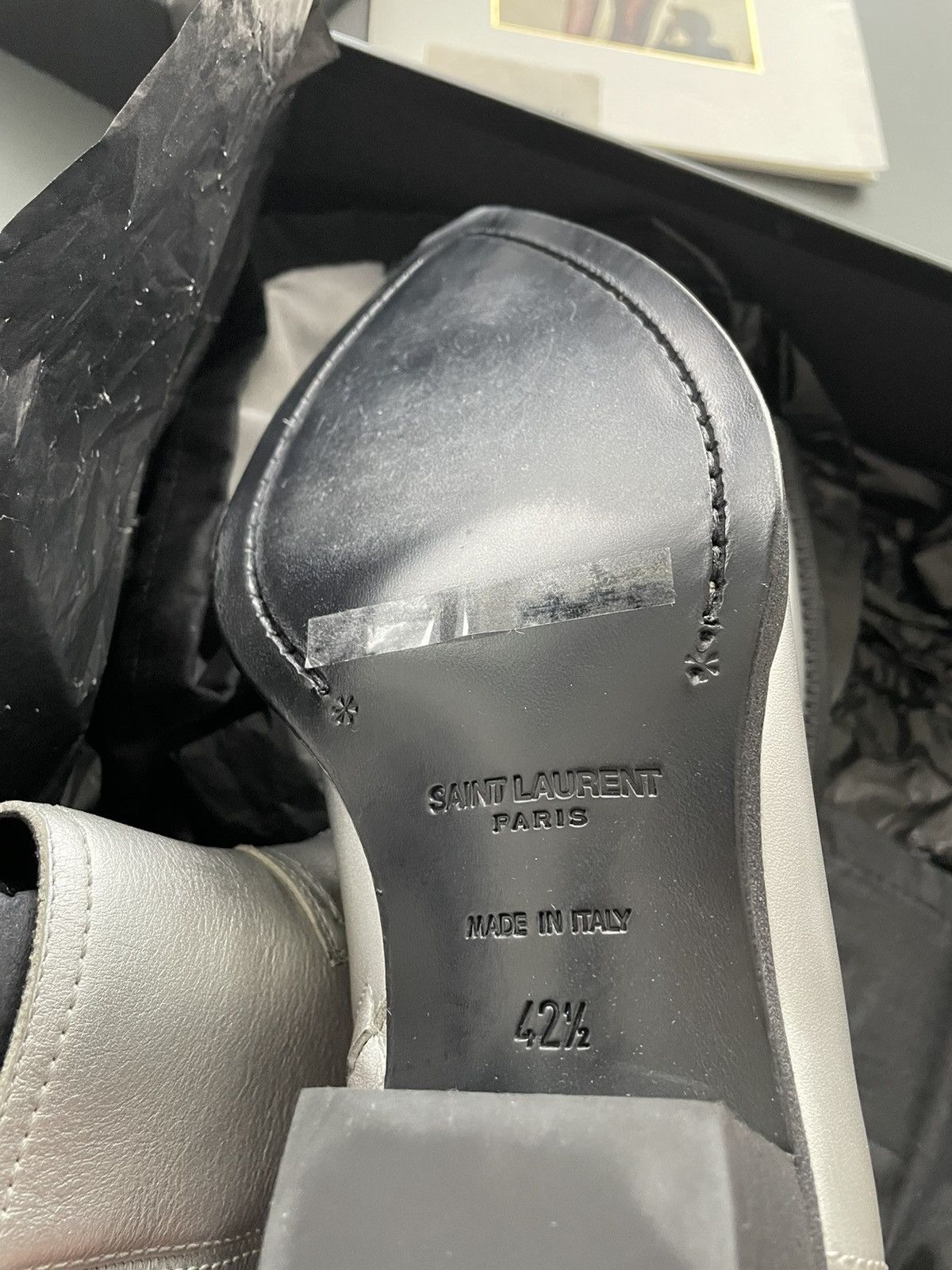 Saint Laurent Paris × Yves Saint Laurent Brand NEW Classic aMetallic Silver Lukas 40 Leather Boots Size US 9.5 / EU 42-43 - 23 Thumbnail
