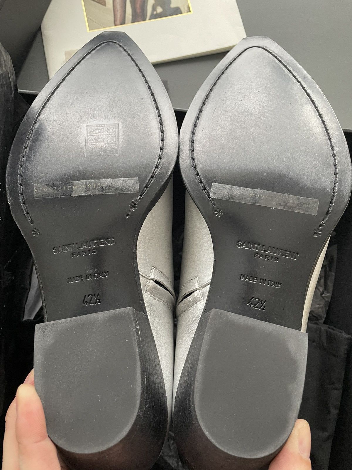 Saint Laurent Paris × Yves Saint Laurent Brand NEW Classic aMetallic Silver Lukas 40 Leather Boots Size US 9.5 / EU 42-43 - 9 Thumbnail