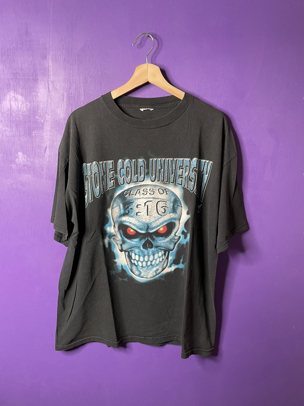 image of Vintage 90's Stone Cold Storage University Whoop Ass T-Shirt in Black, Men's (Size XL)