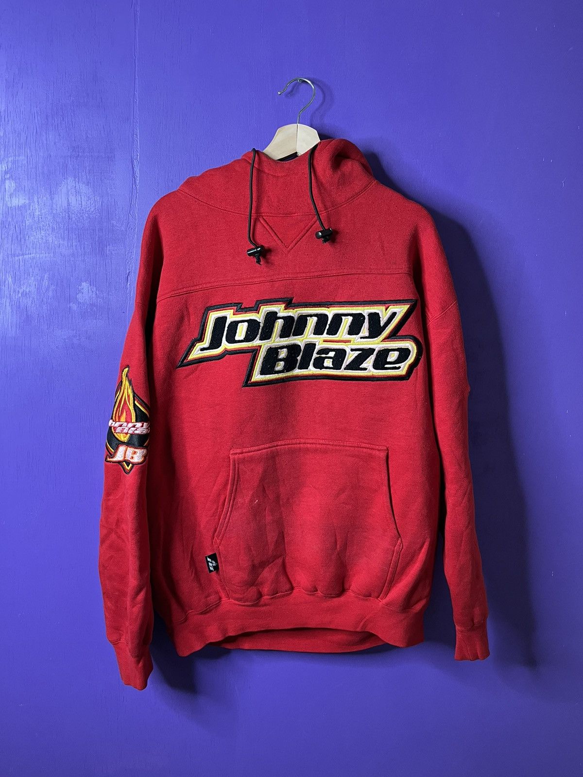 Sweatshirt Vintage Johnny Blaze - Coupe Décontractée à Capuche Taille 2XL - Jaune Brodé