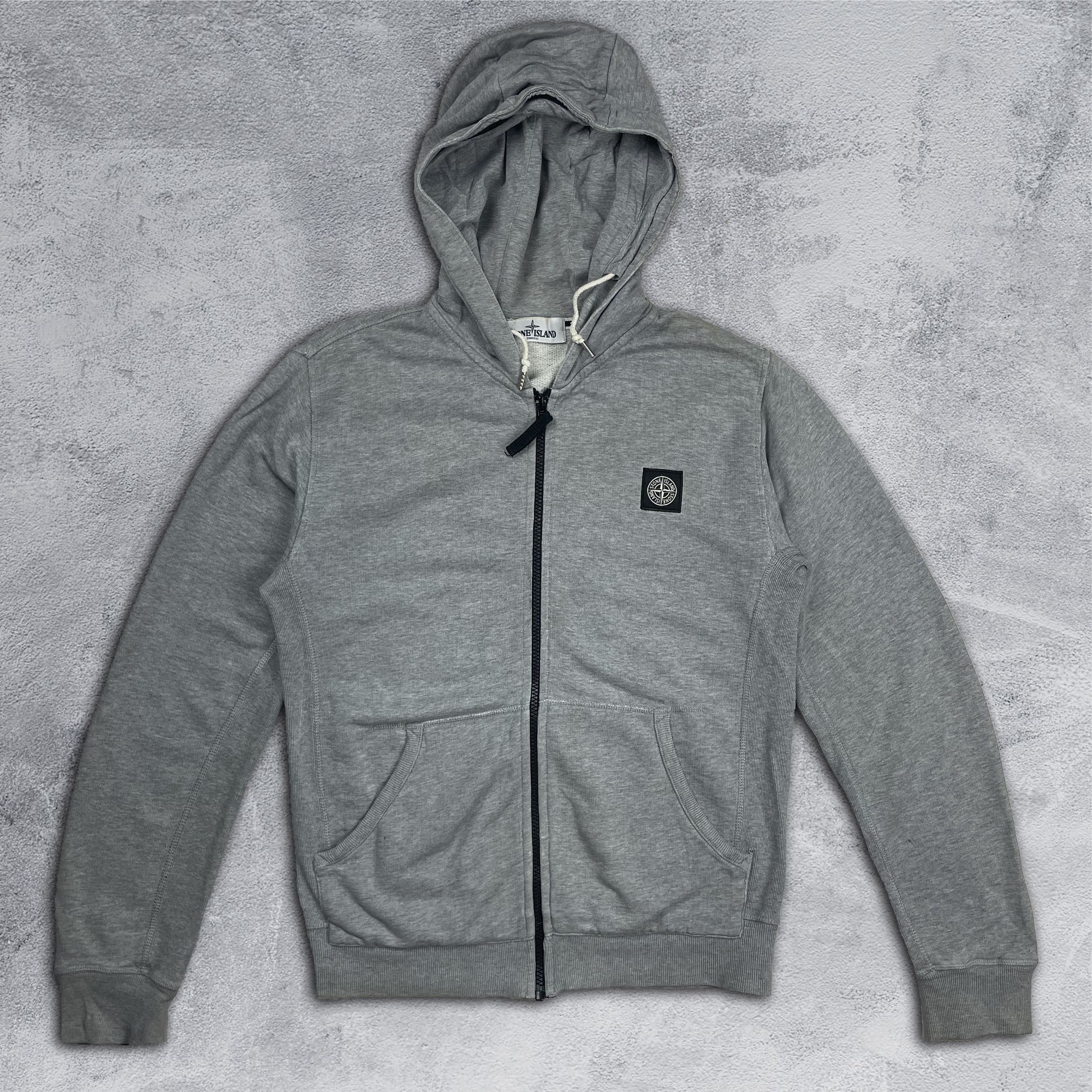 image of Stone Island Patch Program Full Zip Hoodie in Grey, Men's (Size Small)