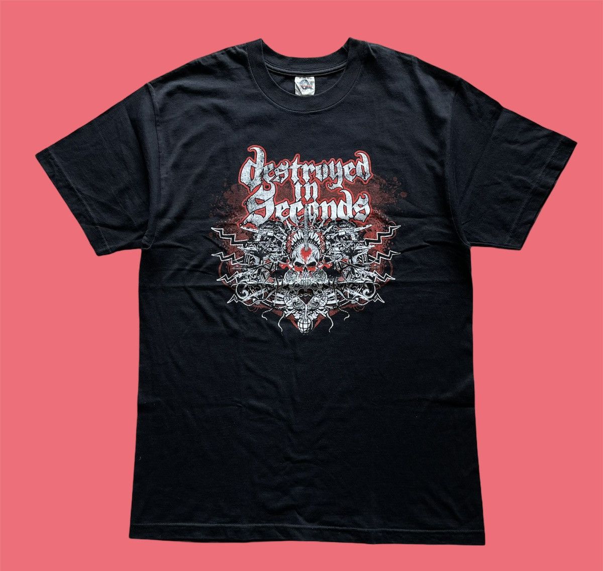 image of Band Tees x Vintage Destroyed In Seconds Metal Punk Band Tshirt in Black, Men's (Size Large)
