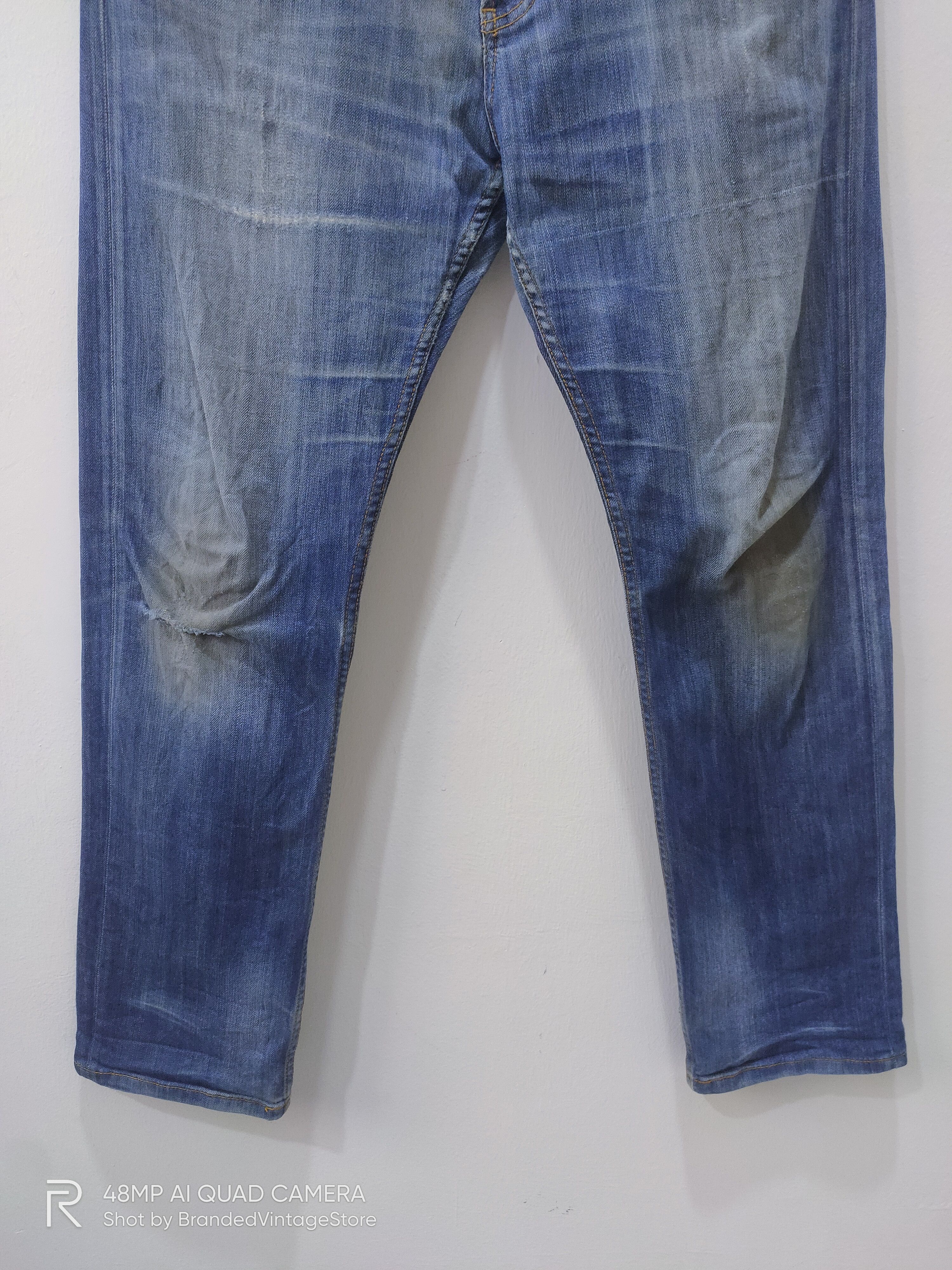 Japanese Brand CLOSSHI Distressed Denim Acid Wash Punk Pattern Biker Jeans Size US 34 / EU 50 - 5 Thumbnail