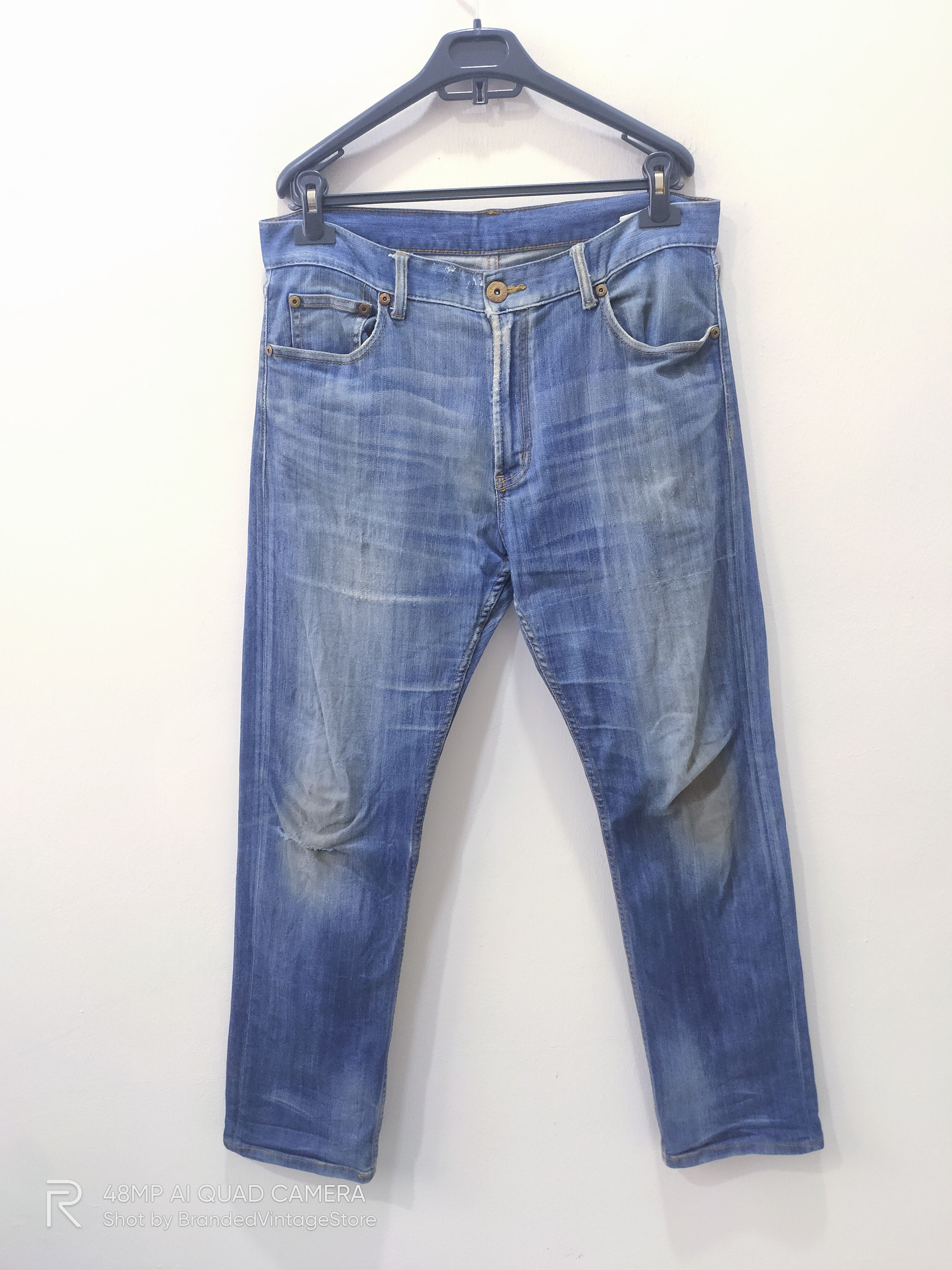 Japanese Brand CLOSSHI Distressed Denim Acid Wash Punk Pattern Biker Jeans Size US 34 / EU 50 - 1 Thumbnail