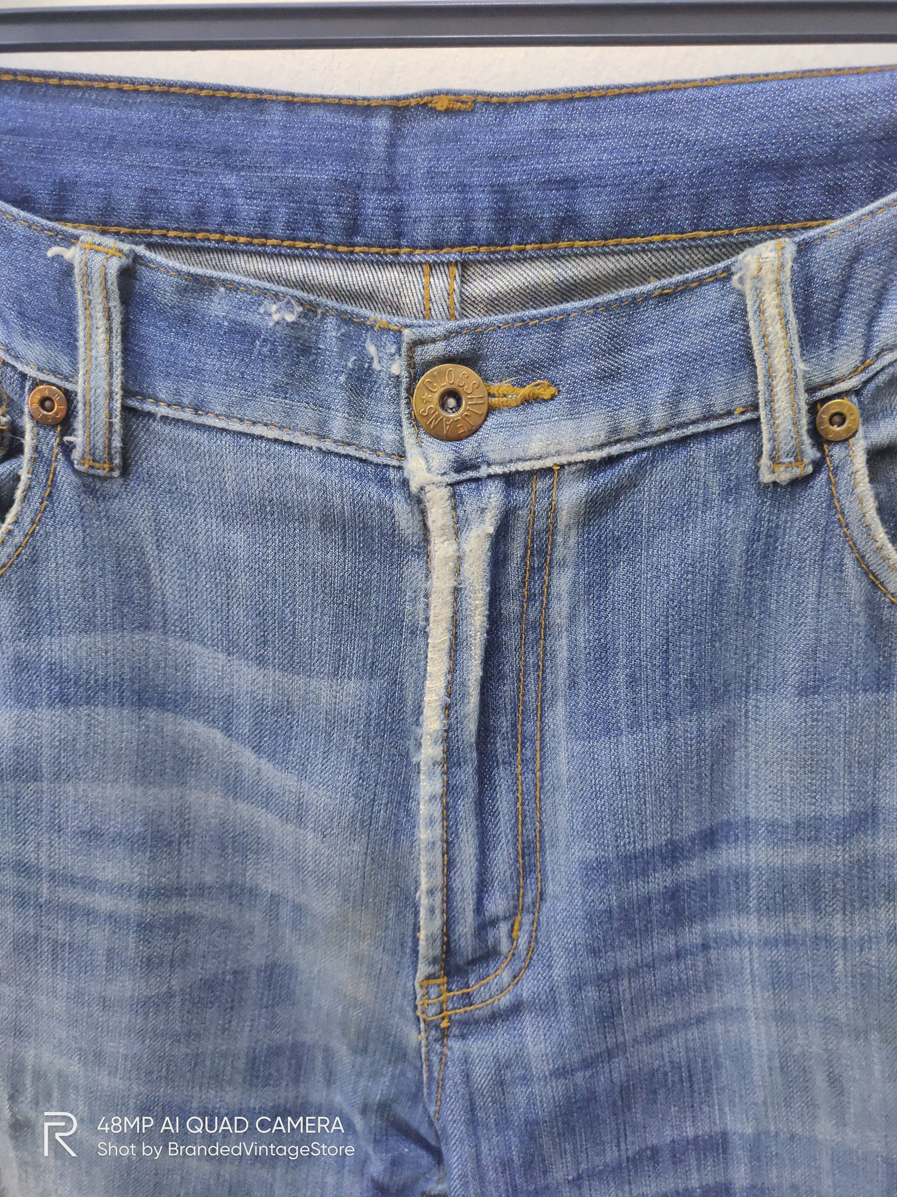 Japanese Brand CLOSSHI Distressed Denim Acid Wash Punk Pattern Biker Jeans Size US 34 / EU 50 - 7 Thumbnail