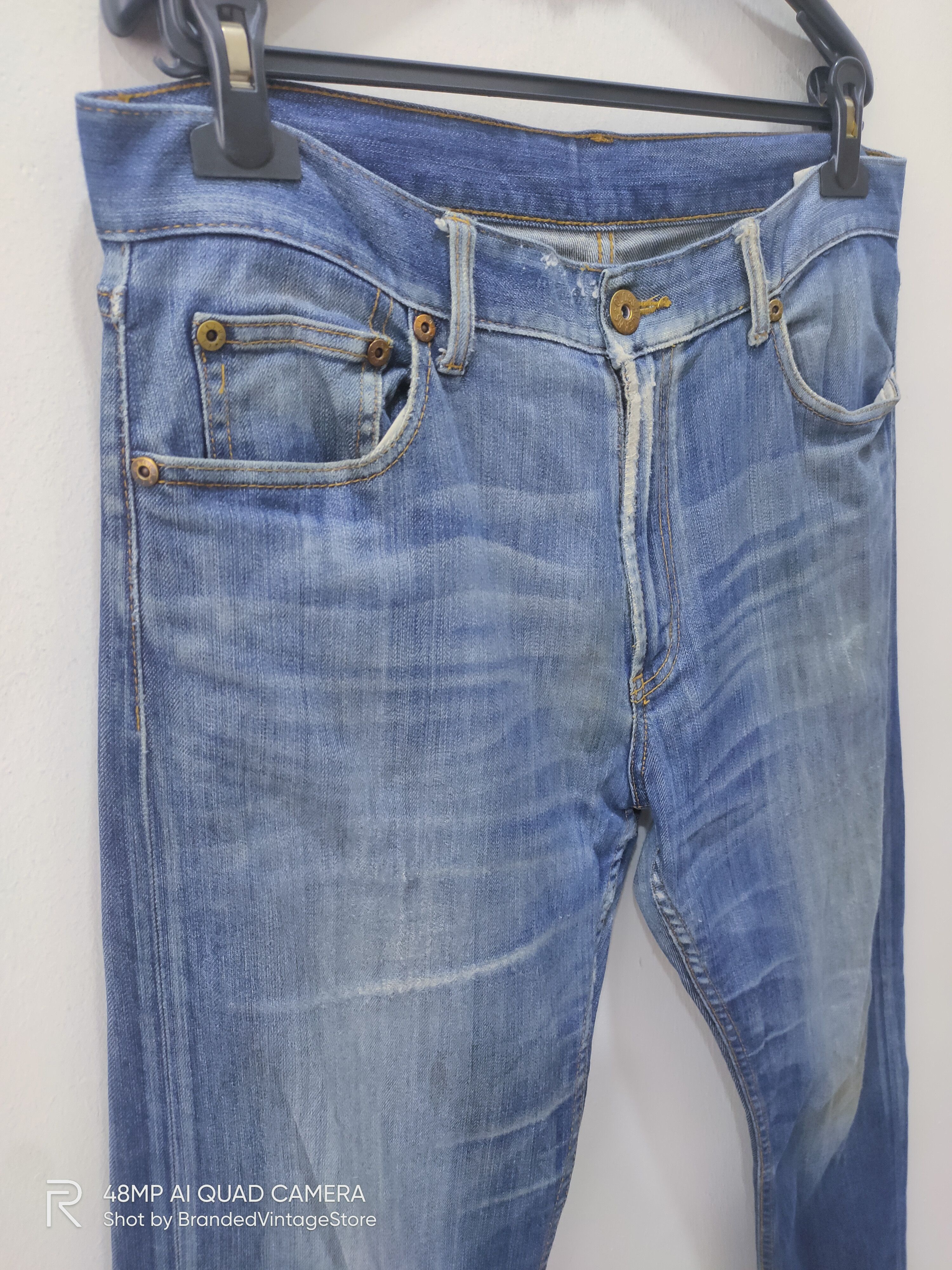 Japanese Brand CLOSSHI Distressed Denim Acid Wash Punk Pattern Biker Jeans Size US 34 / EU 50 - 6 Thumbnail