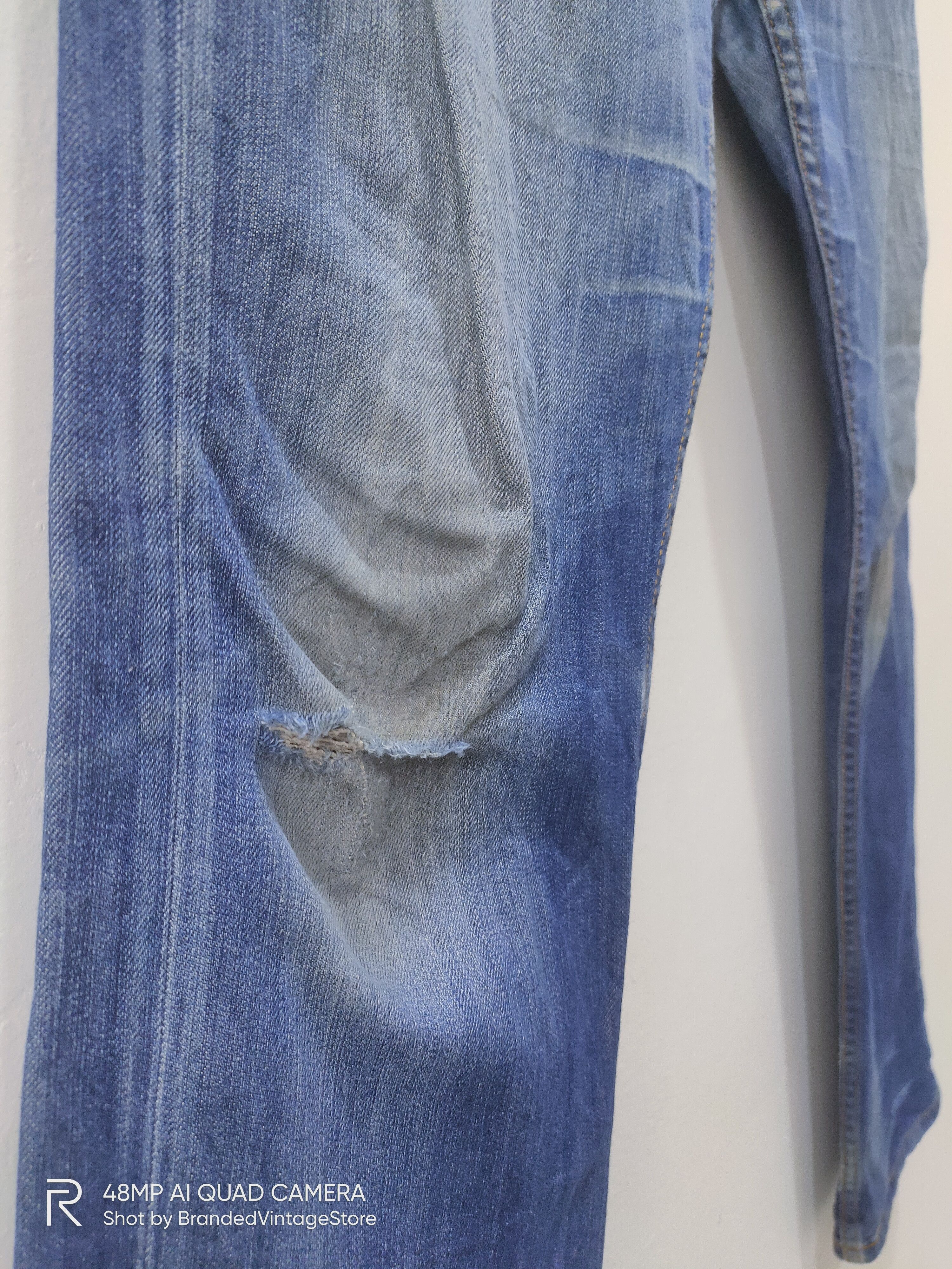 Japanese Brand CLOSSHI Distressed Denim Acid Wash Punk Pattern Biker Jeans Size US 34 / EU 50 - 9 Thumbnail