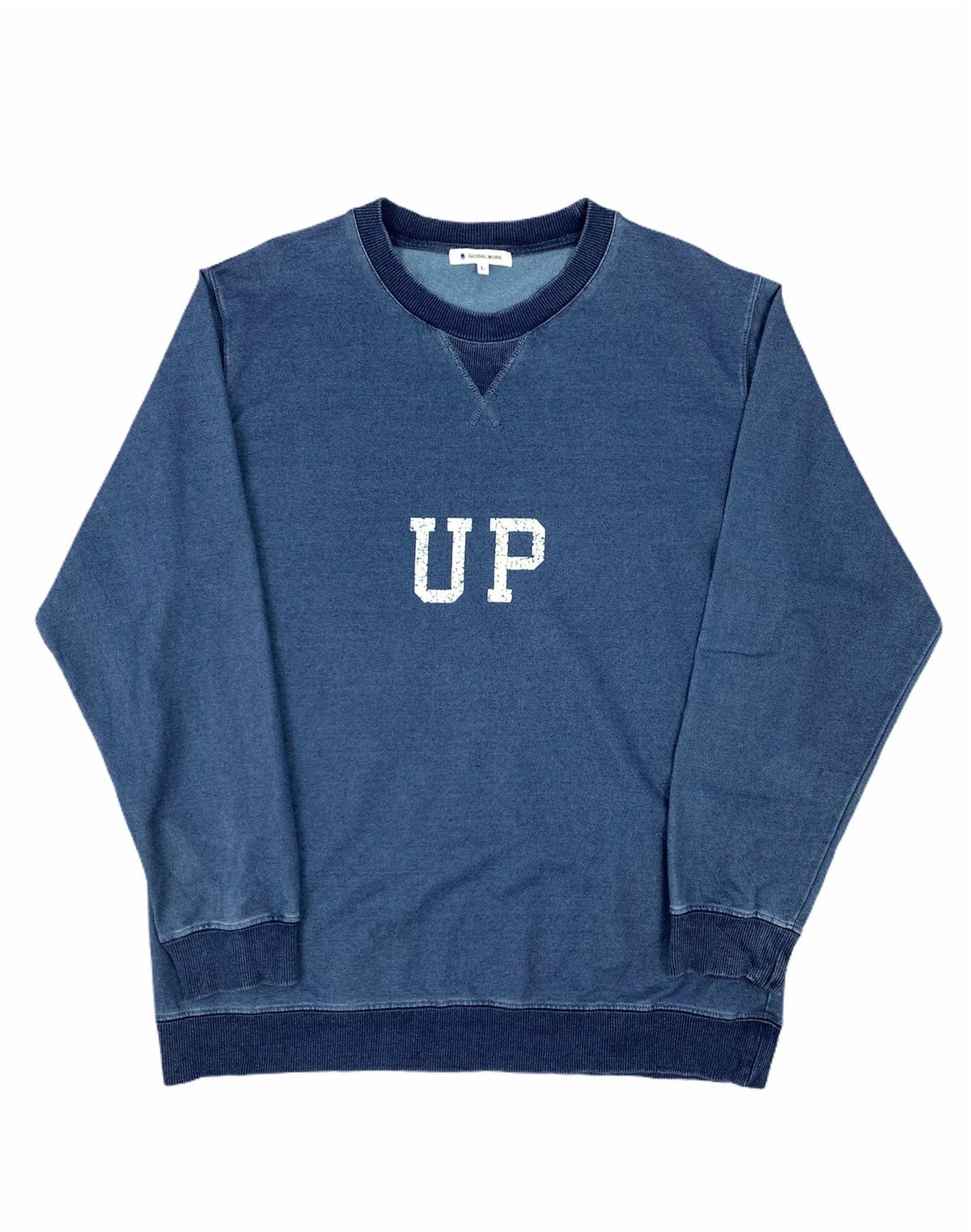 Global Work GLOBALWORK Up BigLogo Rare Denim Cotton Crewneck Sweatshirt Size US L / EU 52-54 / 3 - 1 Thumbnail